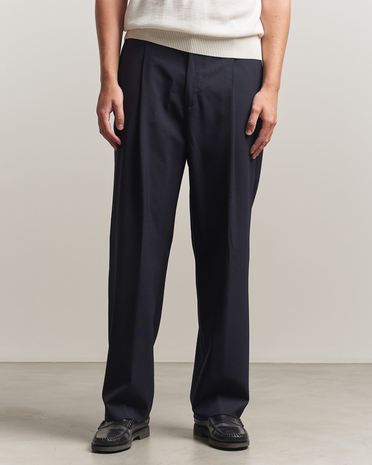 Herren | Hosen | BOSS BLACK | Pat Pleated Wool Trousers Dark Blue
