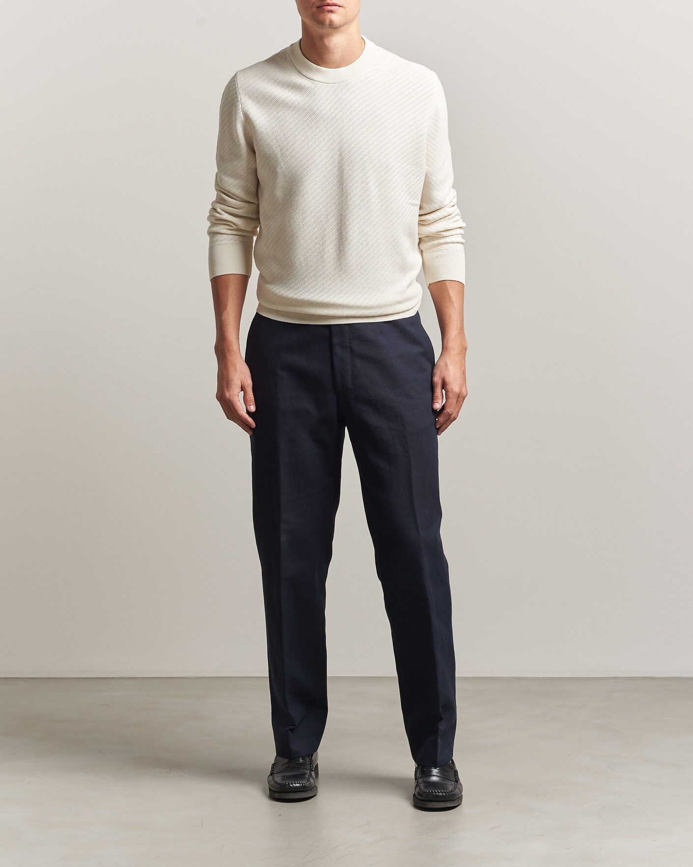 Herren | Pullover | BOSS BLACK | Lofranco Structured Knitted Sweater Open White