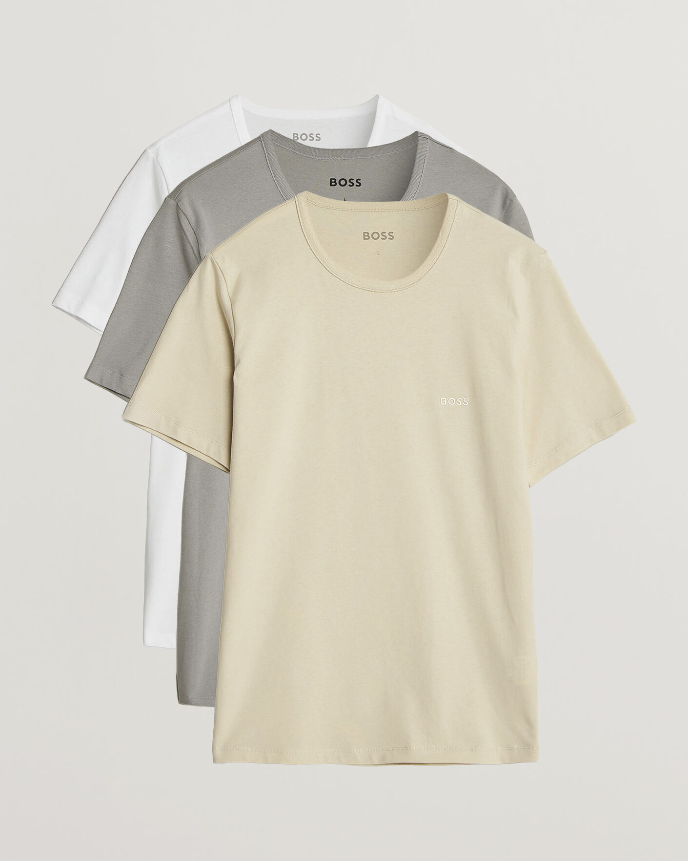 Herren | T-Shirts | BOSS BLACK | 3-Pack Crew Neck T-Shirt White/Beige/Grey