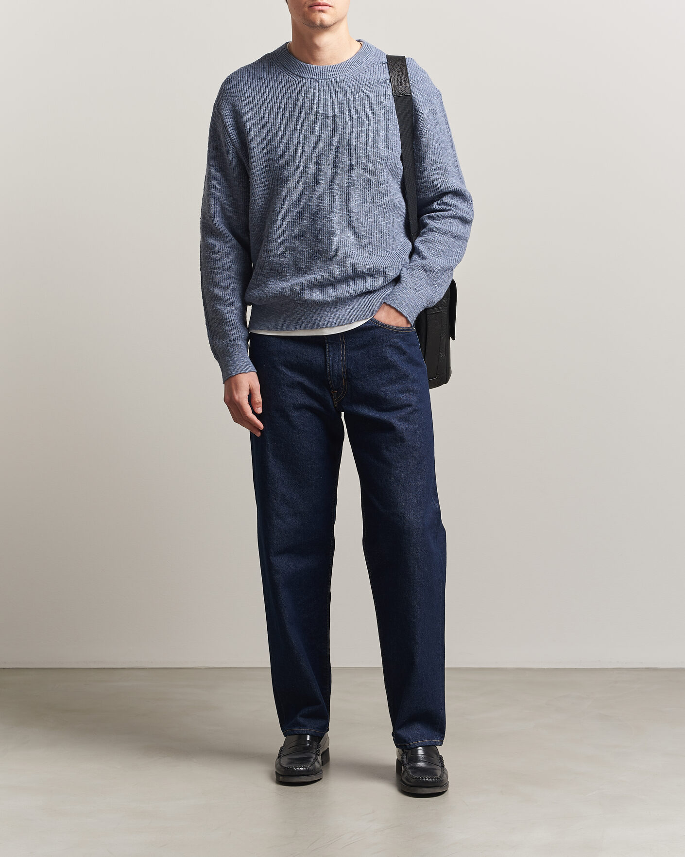 Herren | Pullover | NN07 | Russell Cotton Knitted Sweater Stone Blue