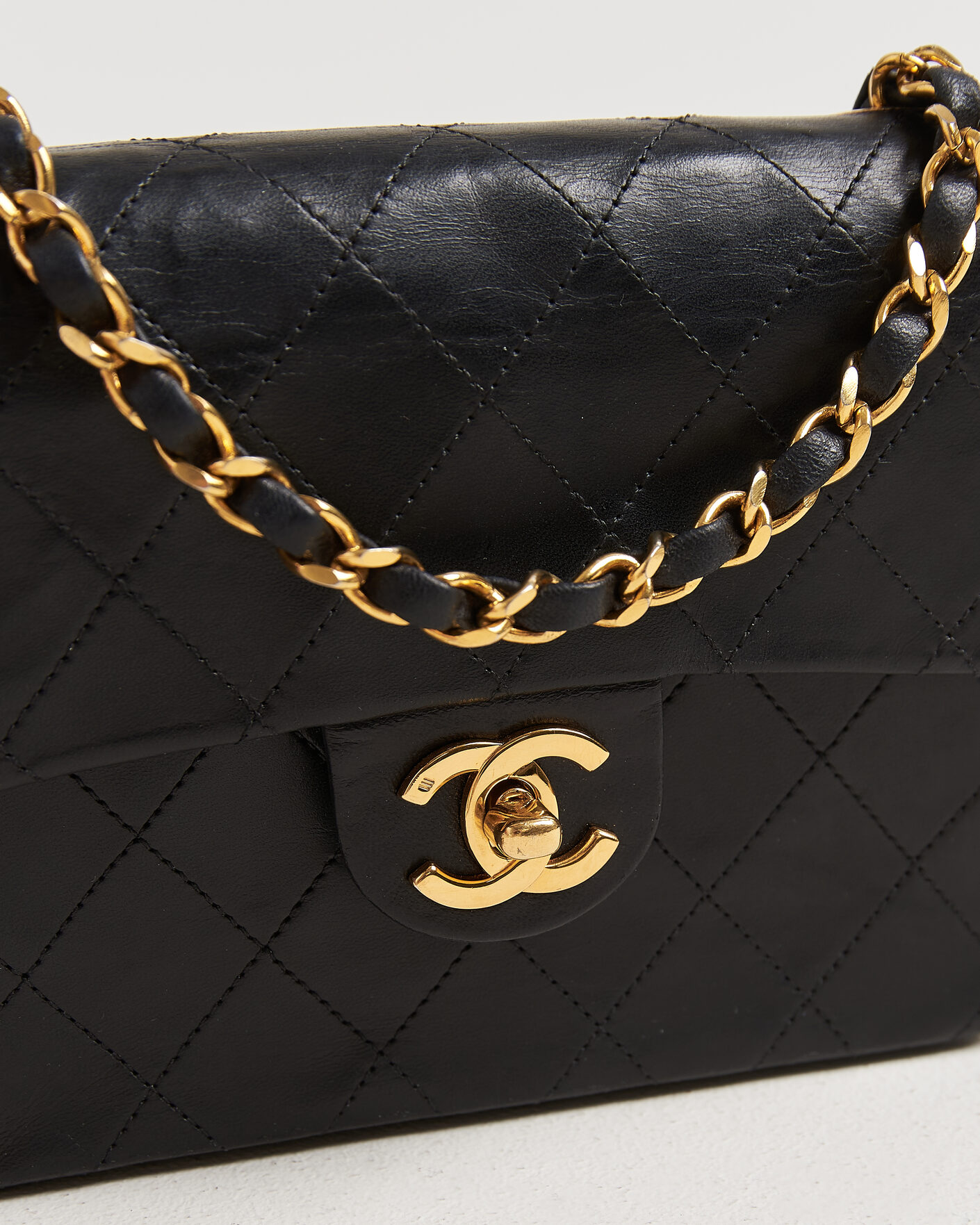 Herren | Chanel Pre-Owned Classic Mini Single Flap Square Bag Black | Chanel Pre-Owned | Classic Mini Single Flap Square Bag Black