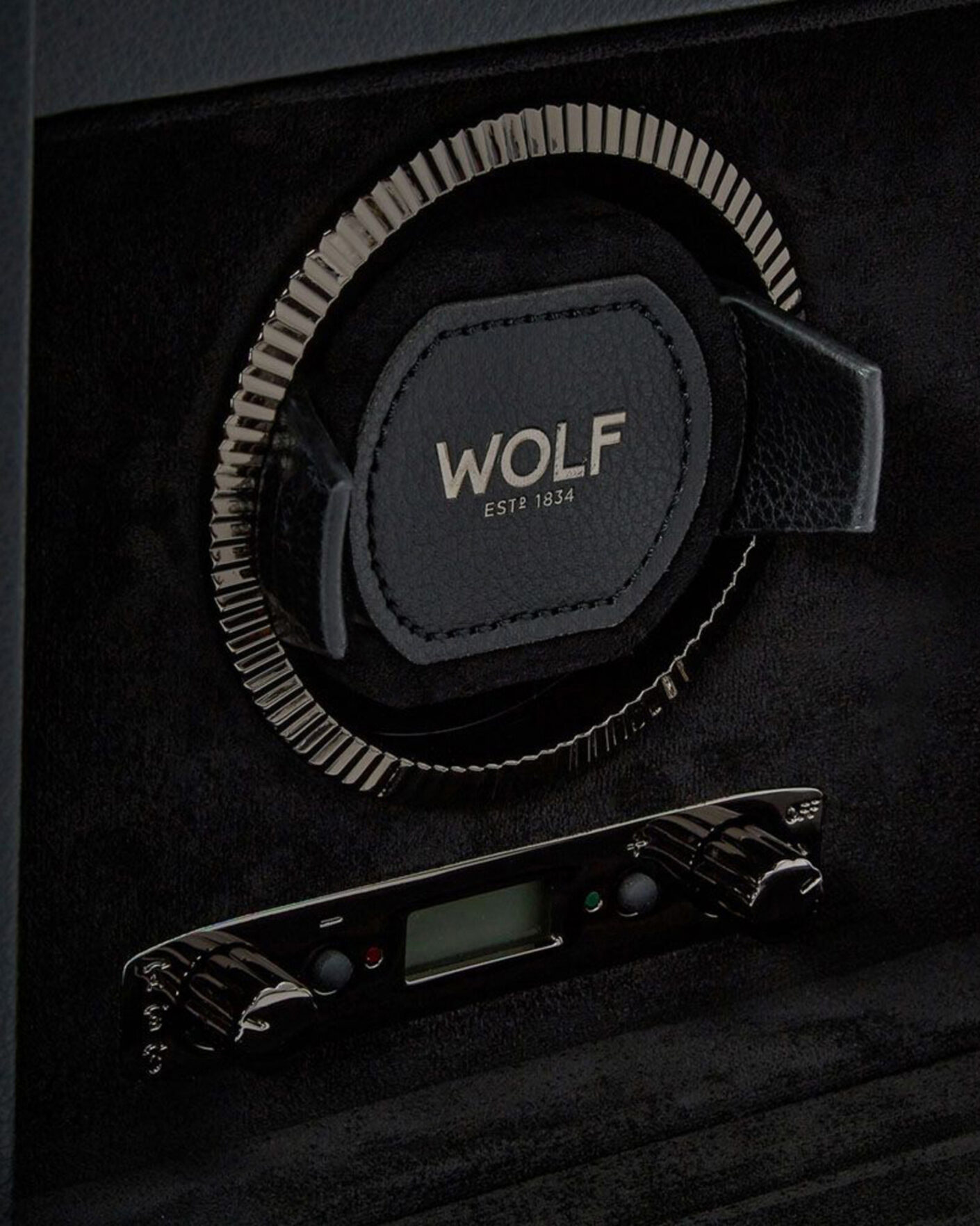 Herren | WOLF British Racing Single Watch Winder With Storage Black | WOLF | British Racing Single Watch Winder With Storage Black
