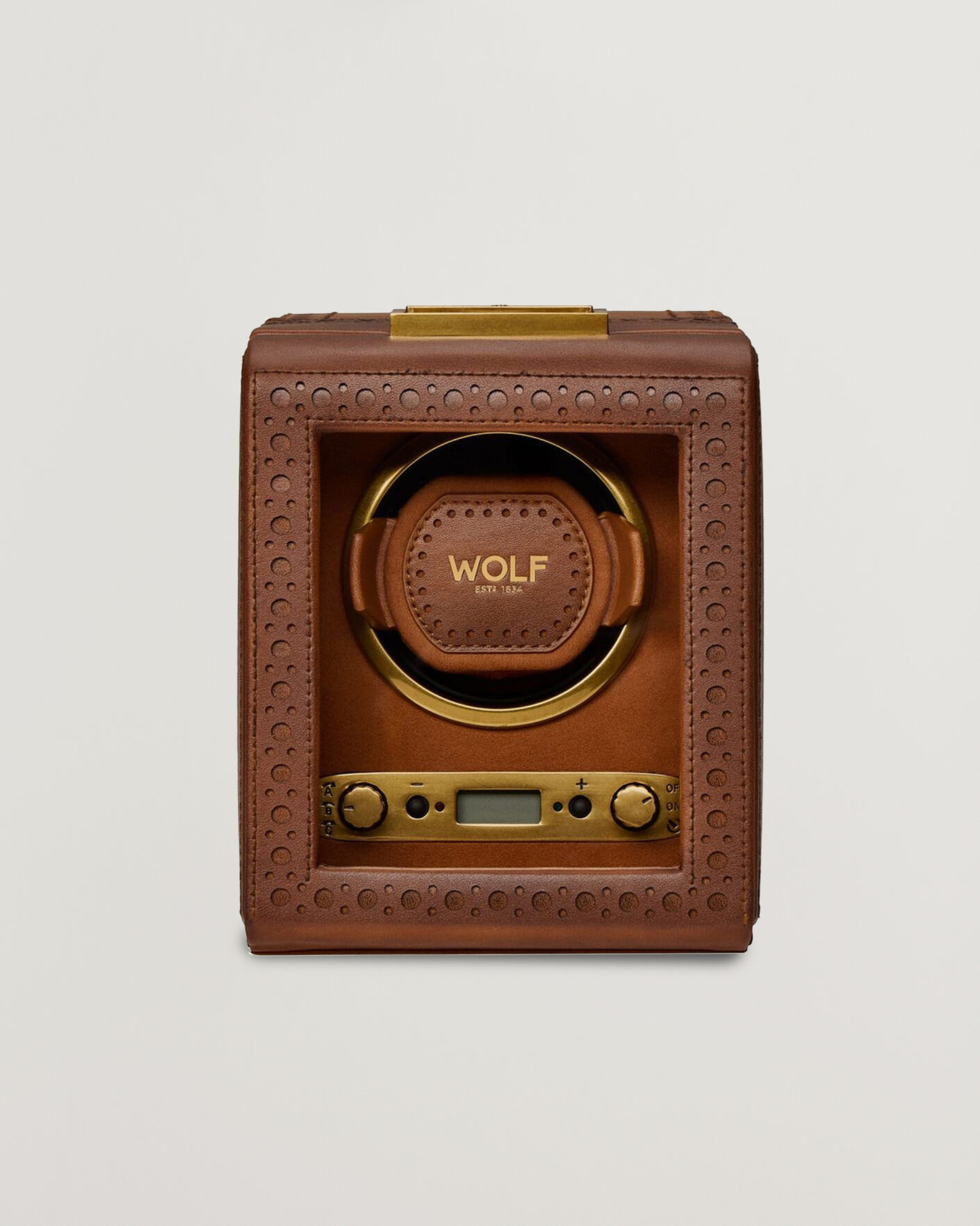 Herren | Uhren- und Schmuckkasten | WOLF | Brouge Single Watch Winder Burnished Brown