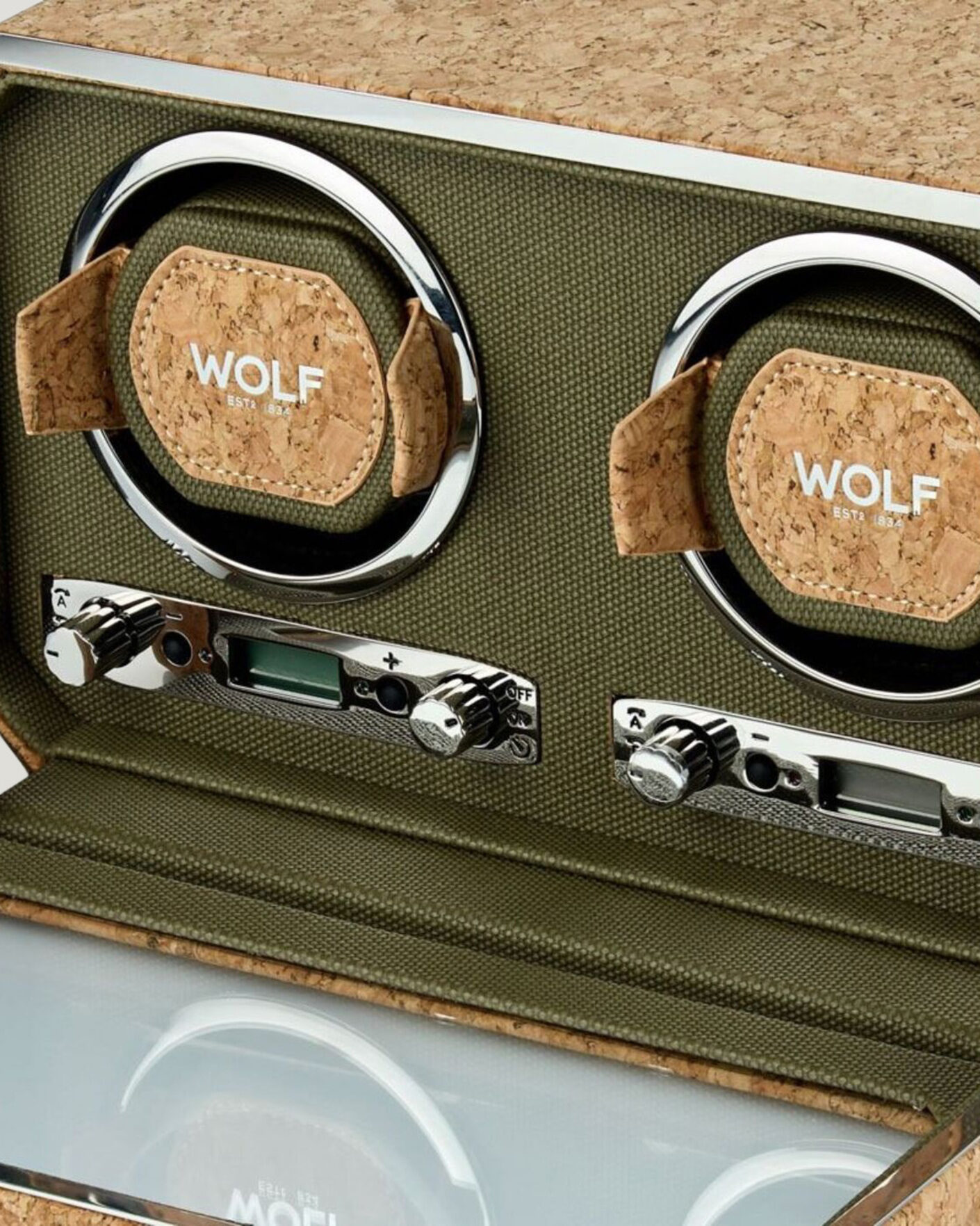 Herren | Uhren- und Schmuckkasten | WOLF | Cortica Double Watch Winder Cork