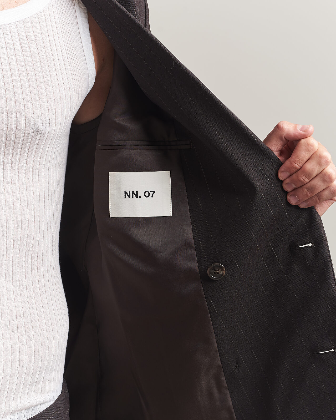 Herren | Sakkos | NN07 | Jordin Pinstriped Double Breasted Blazer Dark Brown