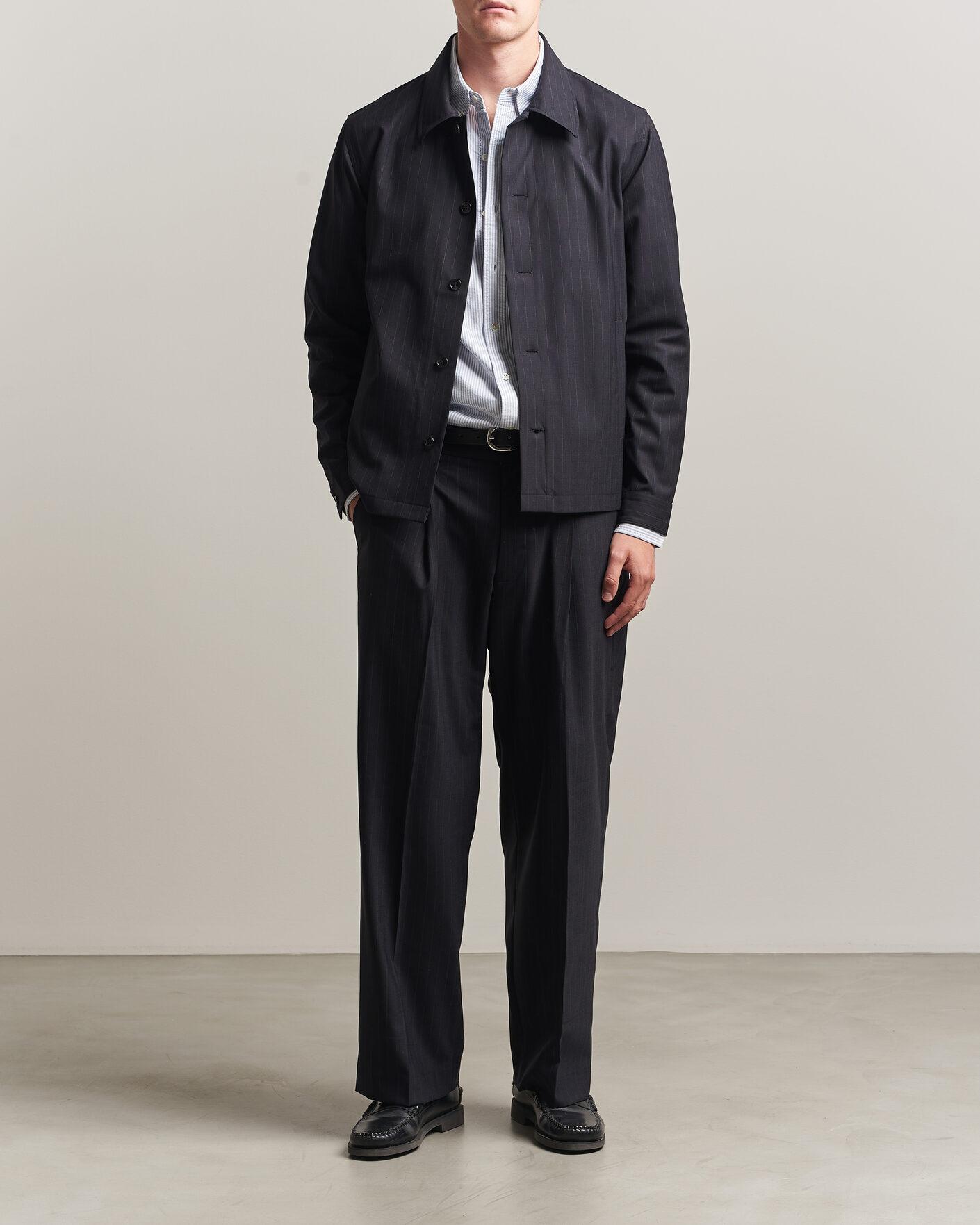 Herren | Hemden | NN07 | Zander Pinstriped Overshirt Navy Blue