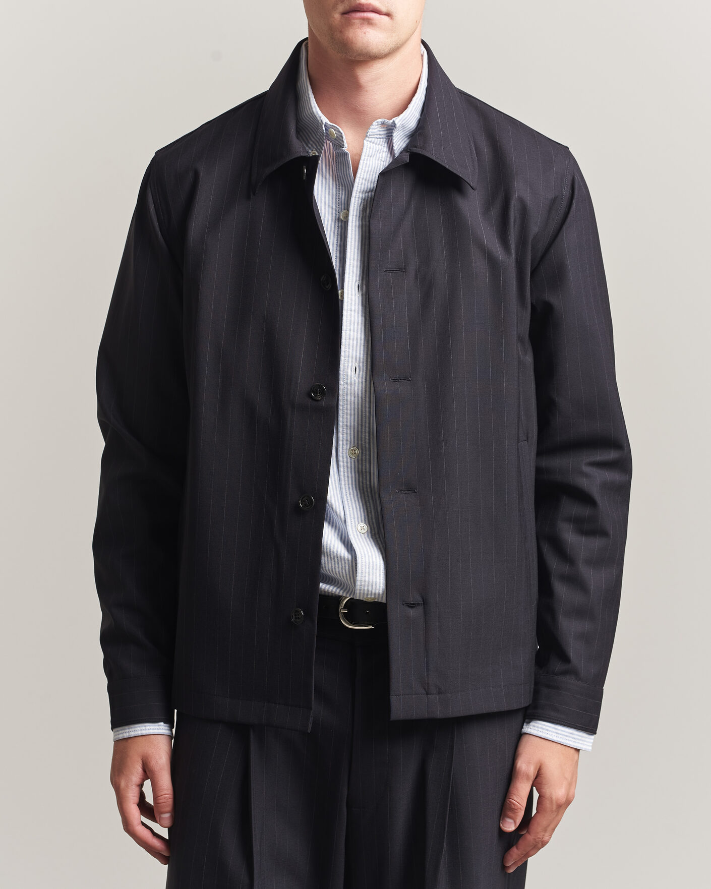 Herren | Hemden | NN07 | Zander Pinstriped Overshirt Navy Blue