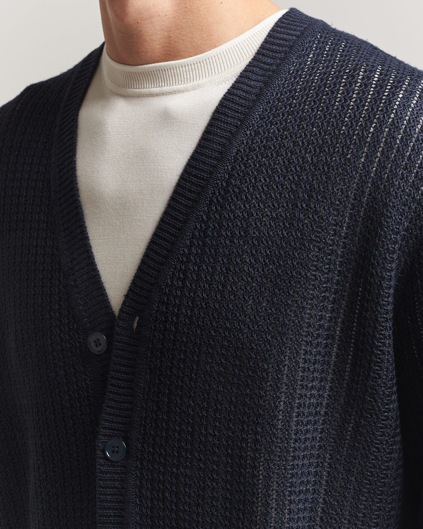 Herren | Pullover | NN07 | Tim Linen Knitted Cardigan Navy Blue