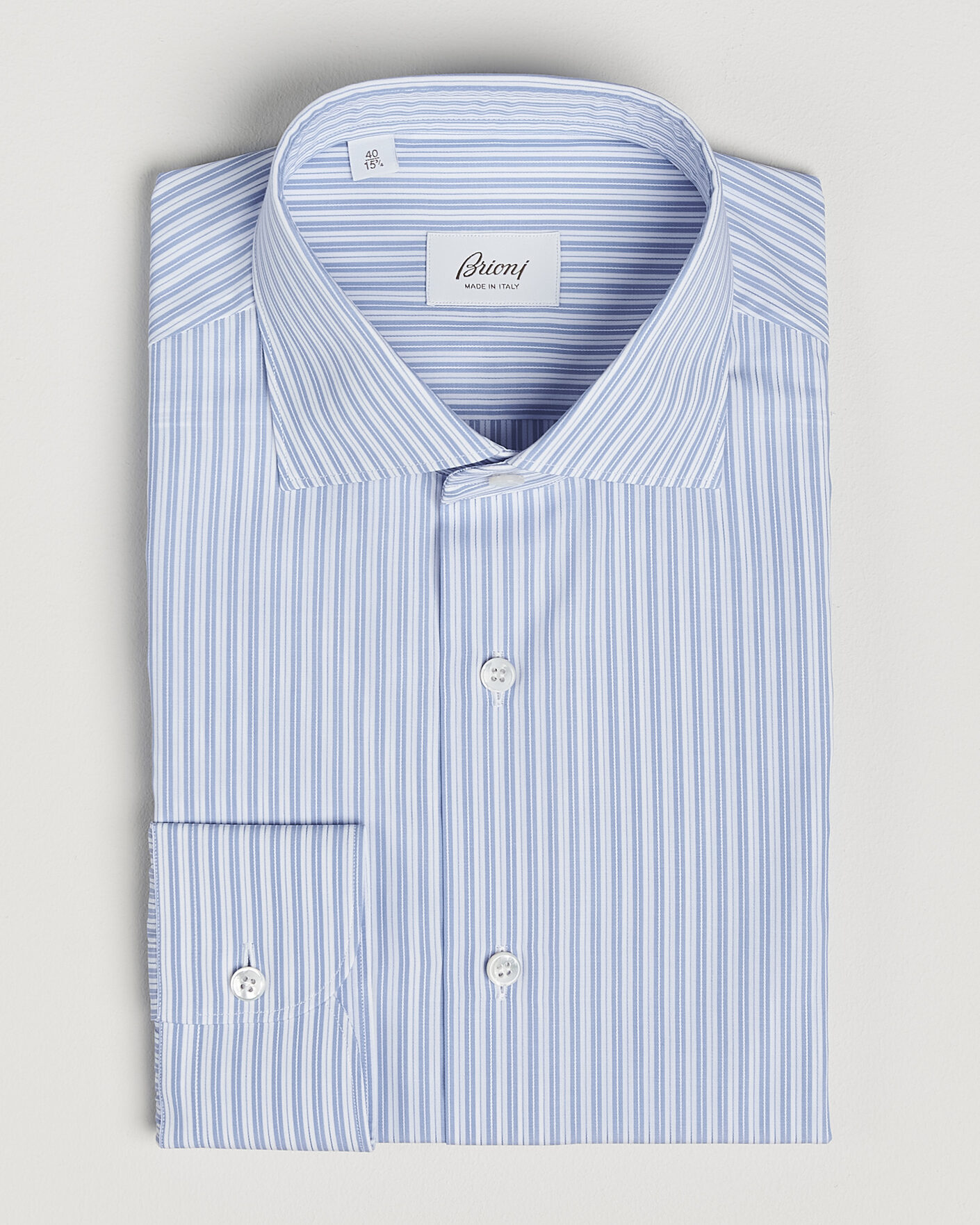 Herren | Hemden | Brioni | Poplin Cotton Dress Shirt Light Blue Stripe