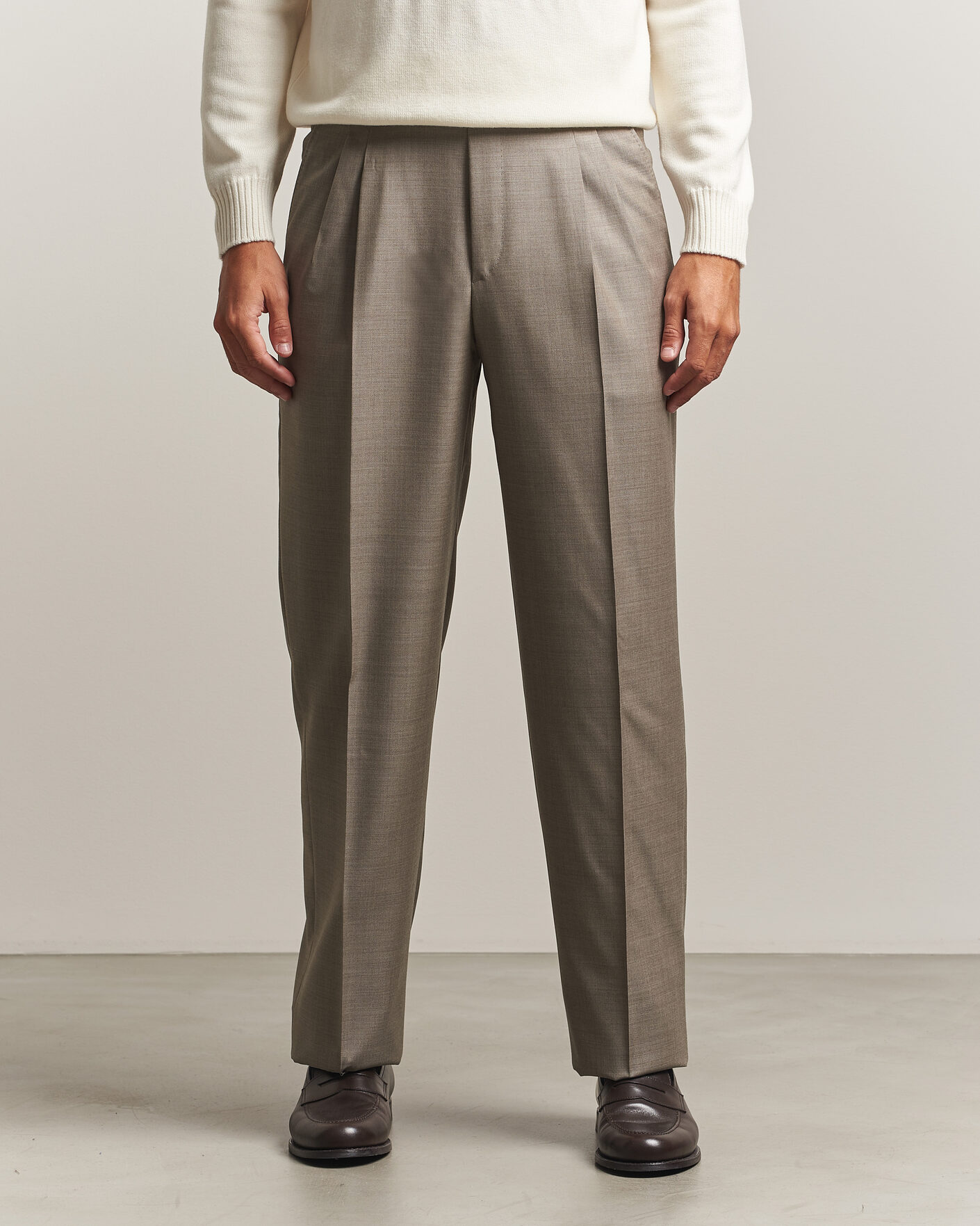 Herren | Hosen | Brioni | Capri Wool Trousers Beige