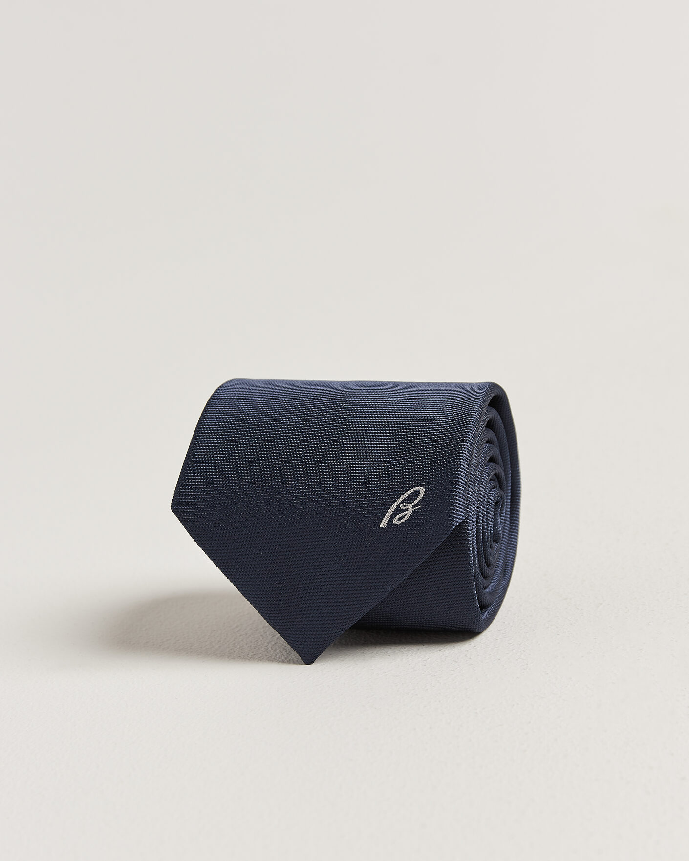 Herren | Krawatten | Brioni | Embroidered Logo Silk Tie Navy