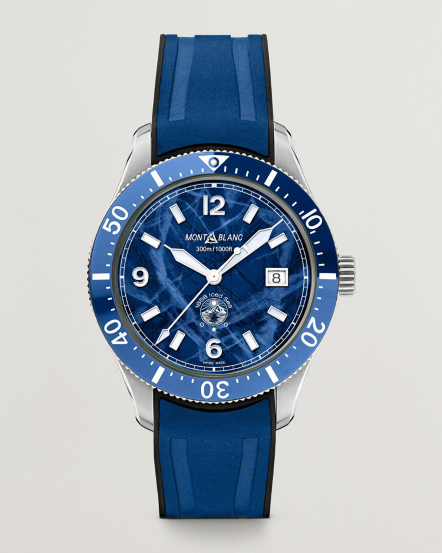 Herren | Montblanc Iced Sea Automatic Date Rubber Strap Blue | Montblanc | Iced Sea Automatic Date Rubber Strap Blue