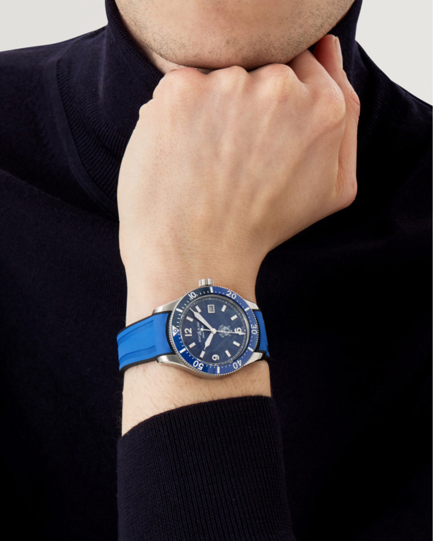 Herren | Montblanc Iced Sea Automatic Date Rubber Strap Blue | Montblanc | Iced Sea Automatic Date Rubber Strap Blue