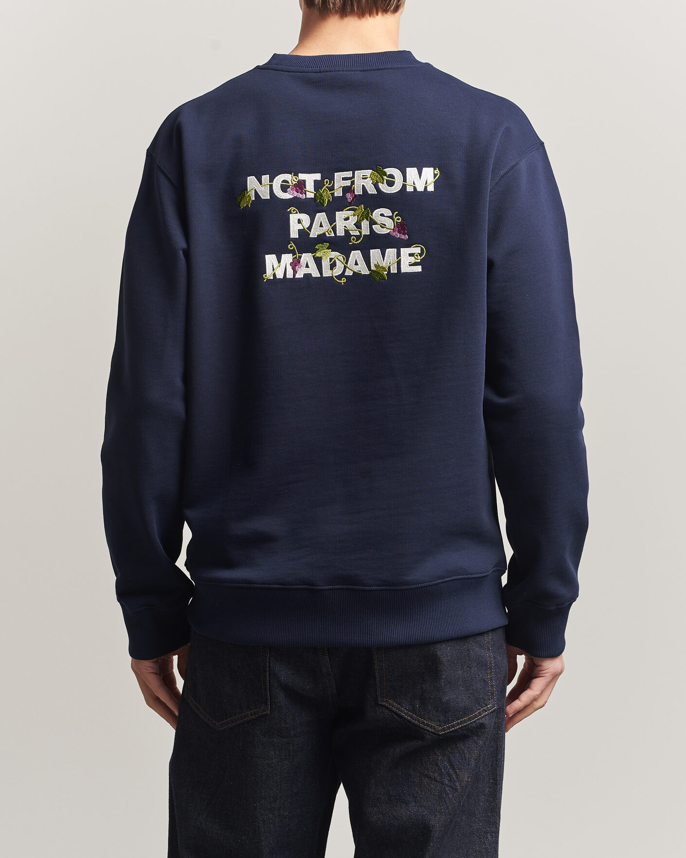 Herren | Pullover | Drôle de Monsieur | Vine Embroidered Slogan Sweatshirt Navy