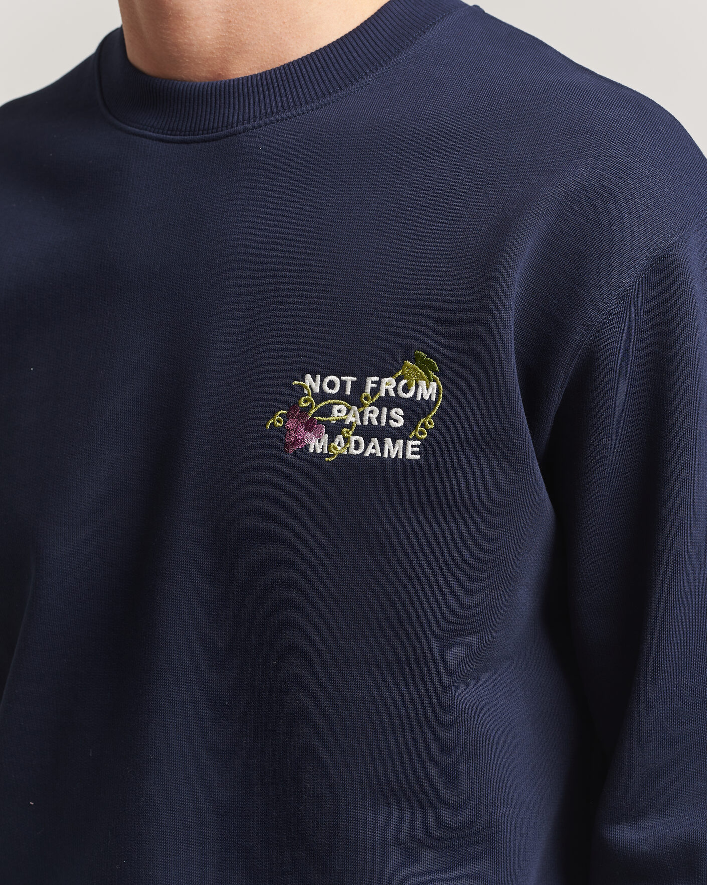 Herren | Pullover | Drôle de Monsieur | Vine Embroidered Slogan Sweatshirt Navy