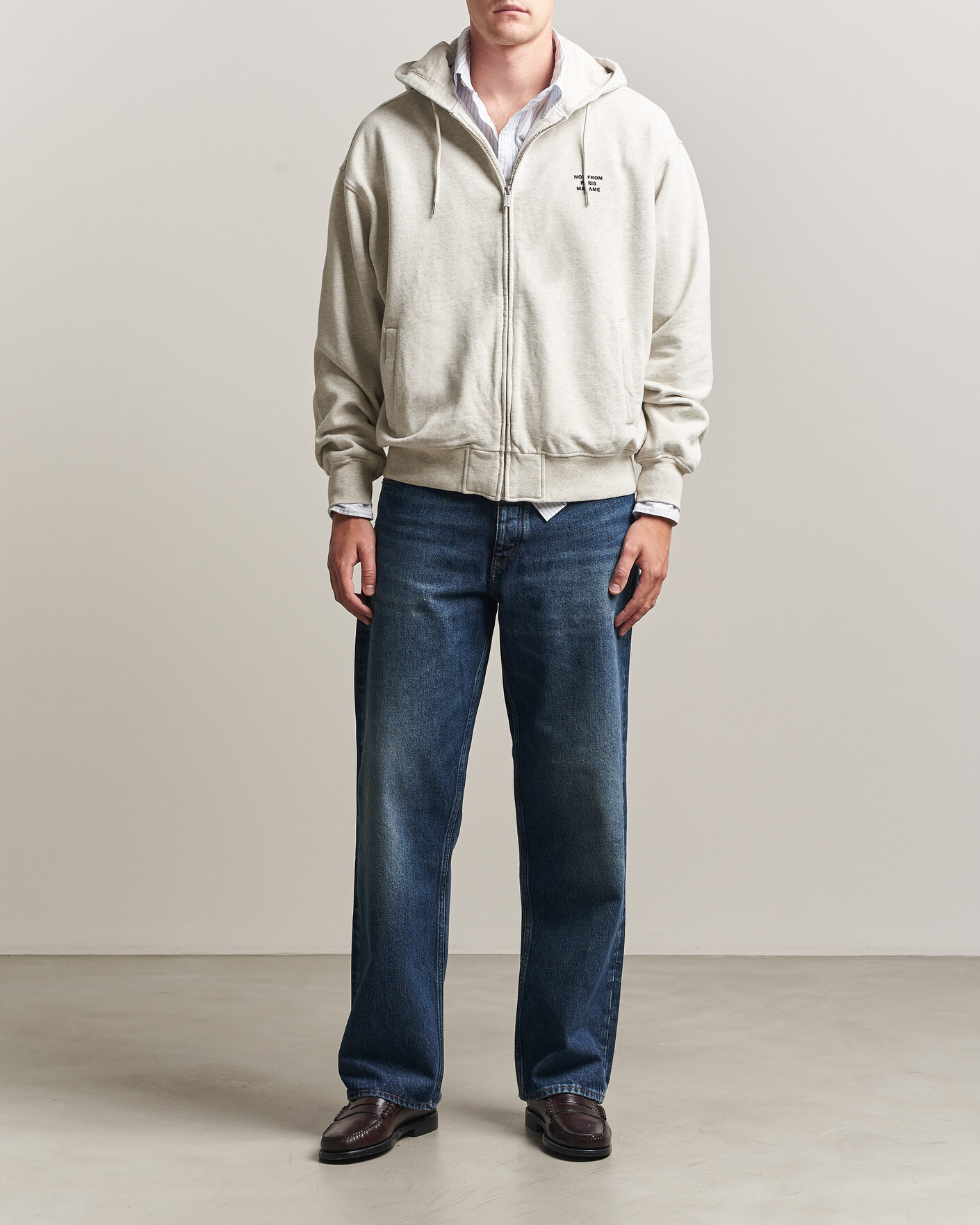 Herren | Pullover | Drôle de Monsieur | Slogan Full Zip Hoodie Grey