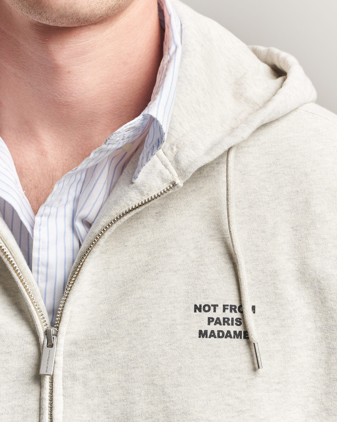 Herren | Pullover | Drôle de Monsieur | Slogan Full Zip Hoodie Grey