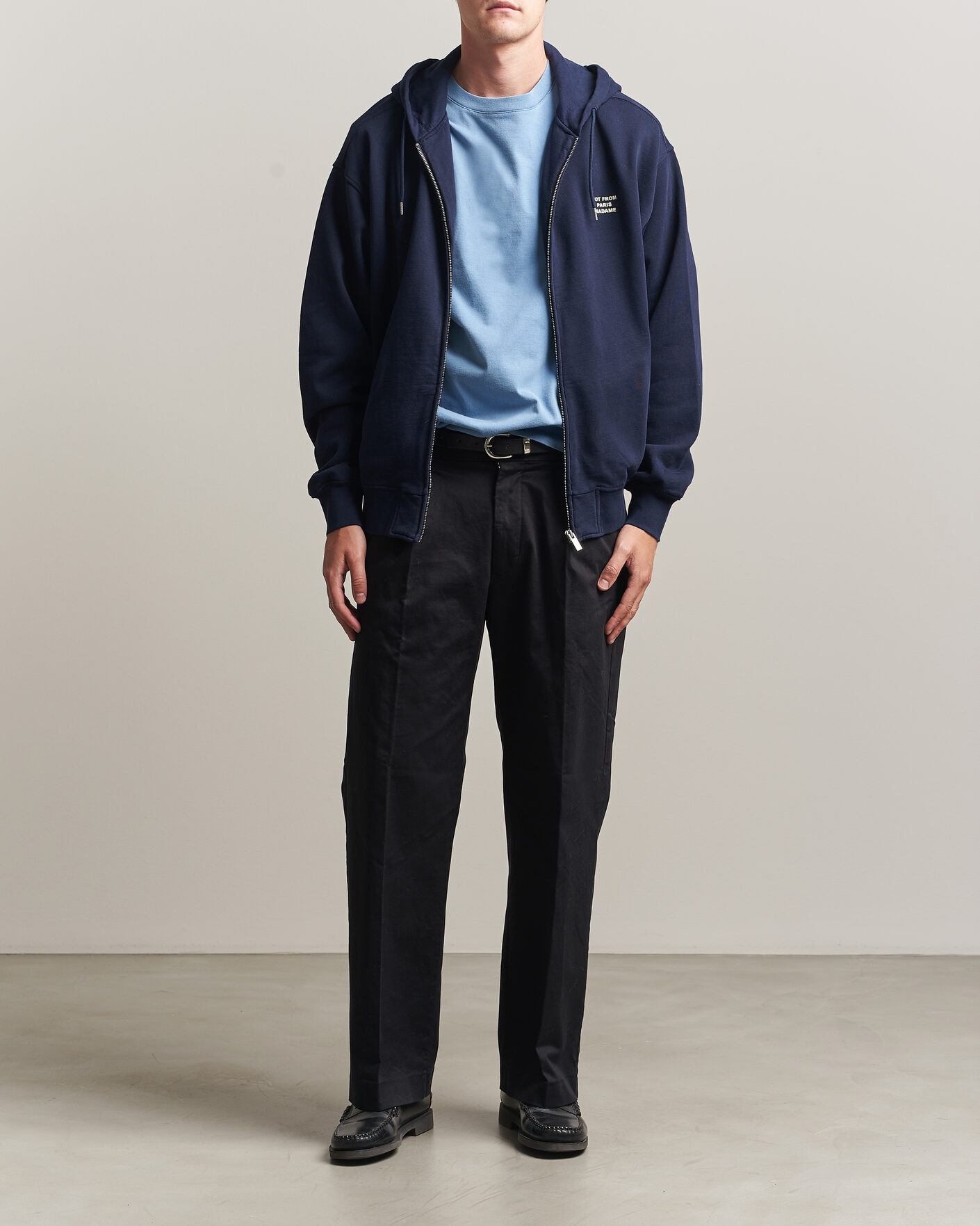Herren | Pullover | Drôle de Monsieur | Slogan Full Zip Hoodie Navy