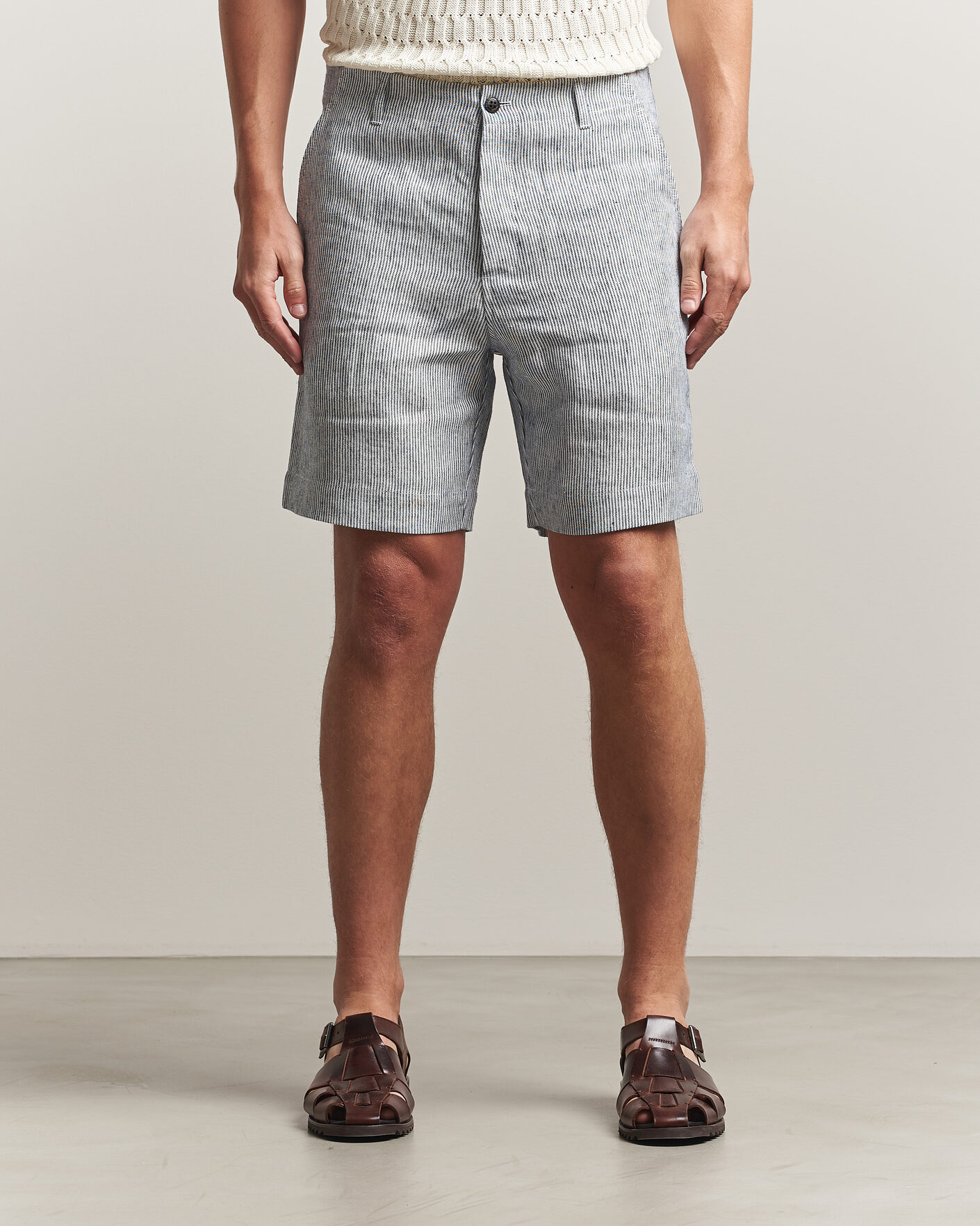 Herren | Shorts | Peregrine | Windsor Linen Shorts Navy Stripe