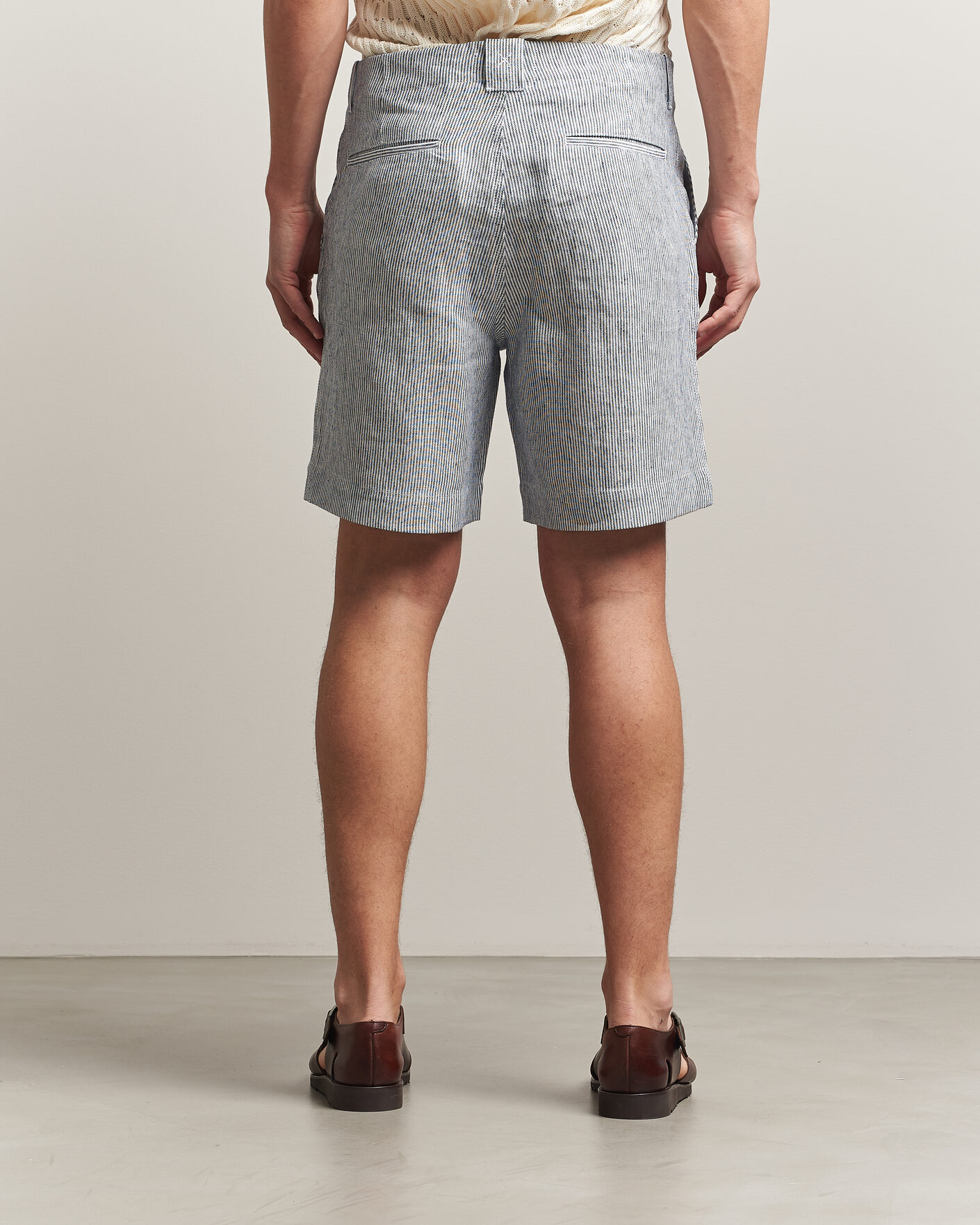 Herren | Shorts | Peregrine | Windsor Linen Shorts Navy Stripe