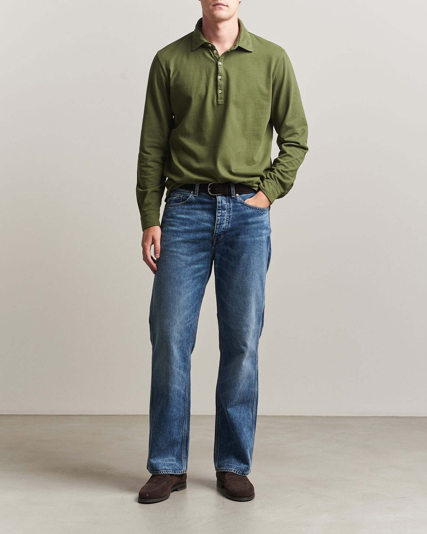 Herren | Poloshirts | Massimo Alba | Raya Long Sleeve Polo Moss Green