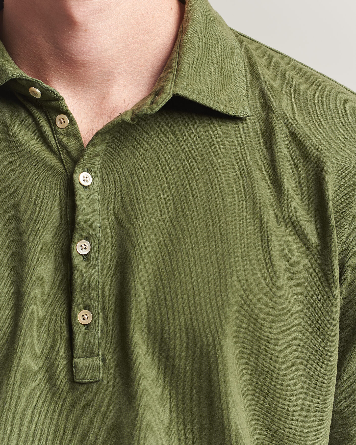 Herren | Poloshirts | Massimo Alba | Raya Long Sleeve Polo Moss Green