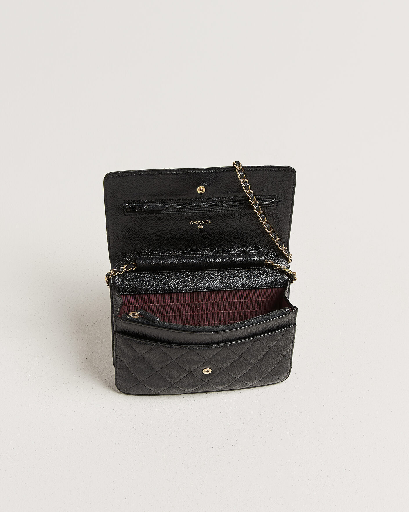 Herren | Pre-Owned & Vintage Bags | Chanel Pre-Owned | Wallet On Chain Caviar Leather Black