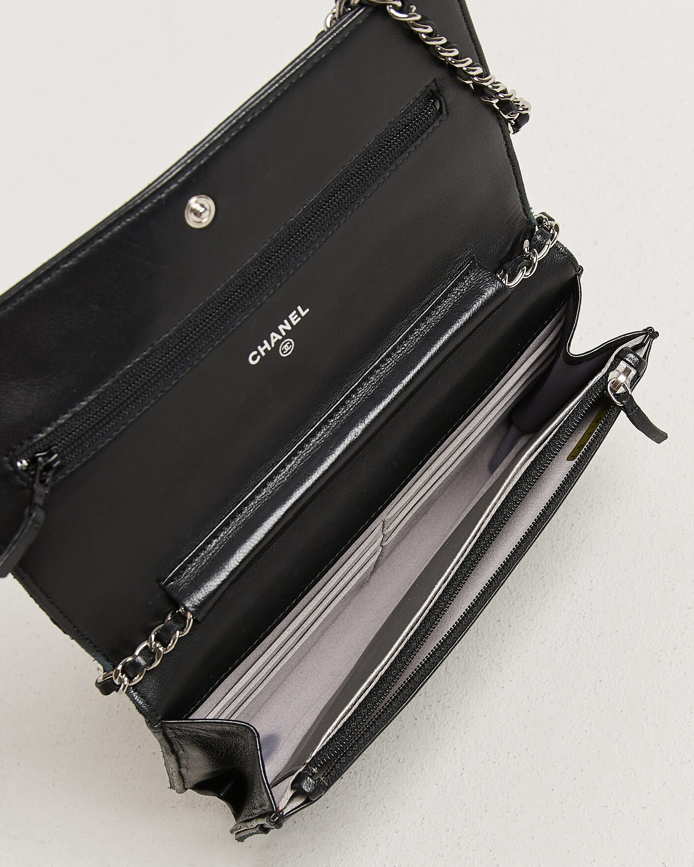 Herren | Pre-Owned & Vintage Bags | Chanel Pre-Owned | Wallet On Chain Camelia Lambskin Black