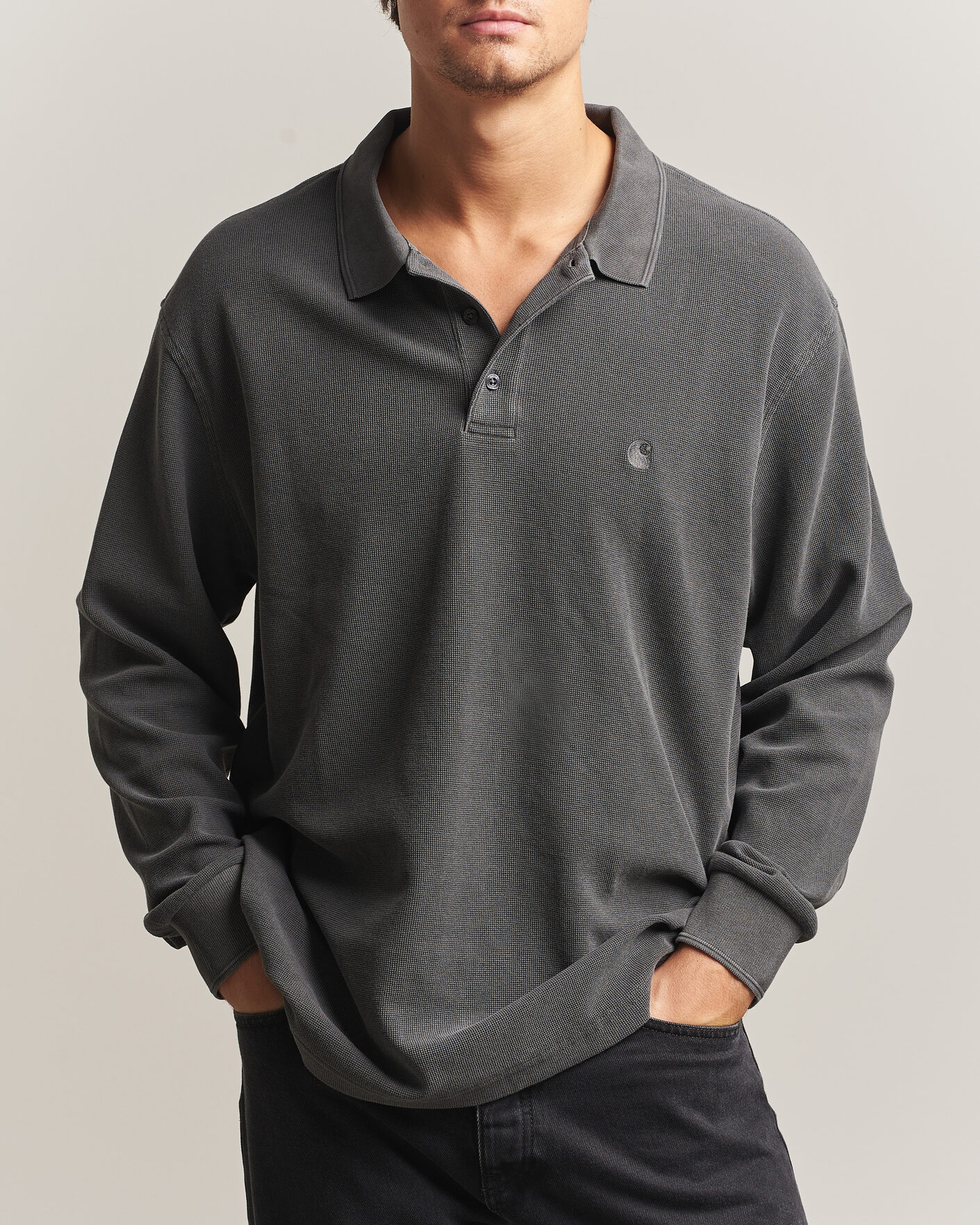 Herren | Pullover | Carhartt WIP | Long Sleeve Waffle Rugby Shirt Black