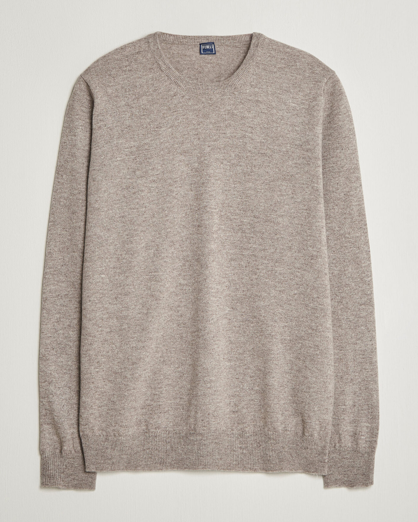 Herren | Pullover | Fedeli | Pure Cashmere Crew Neck Beige Melange