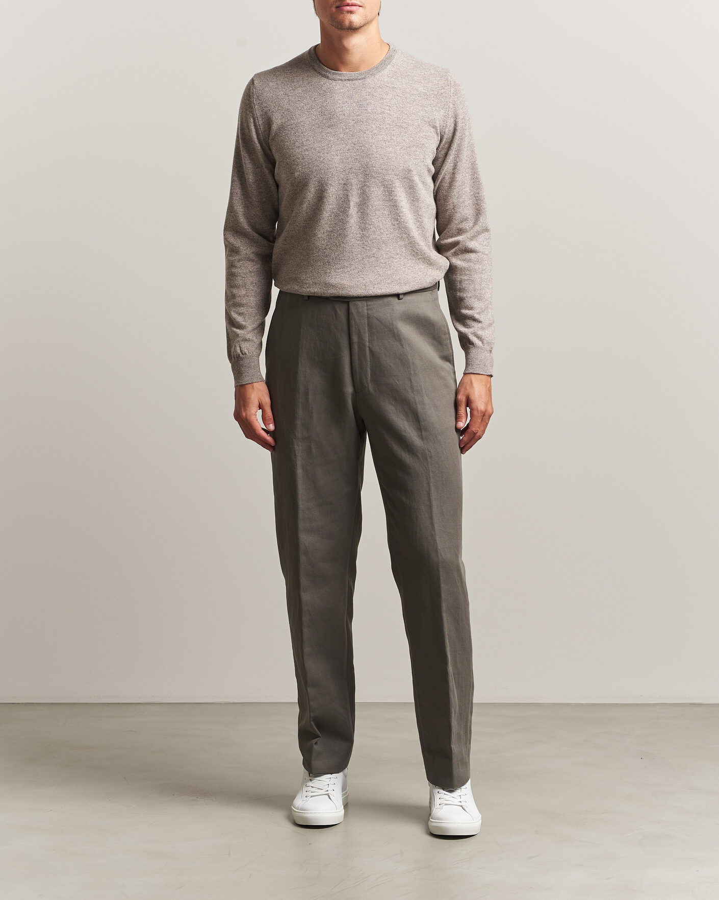 Herren | Pullover | Fedeli | Pure Cashmere Crew Neck Beige Melange