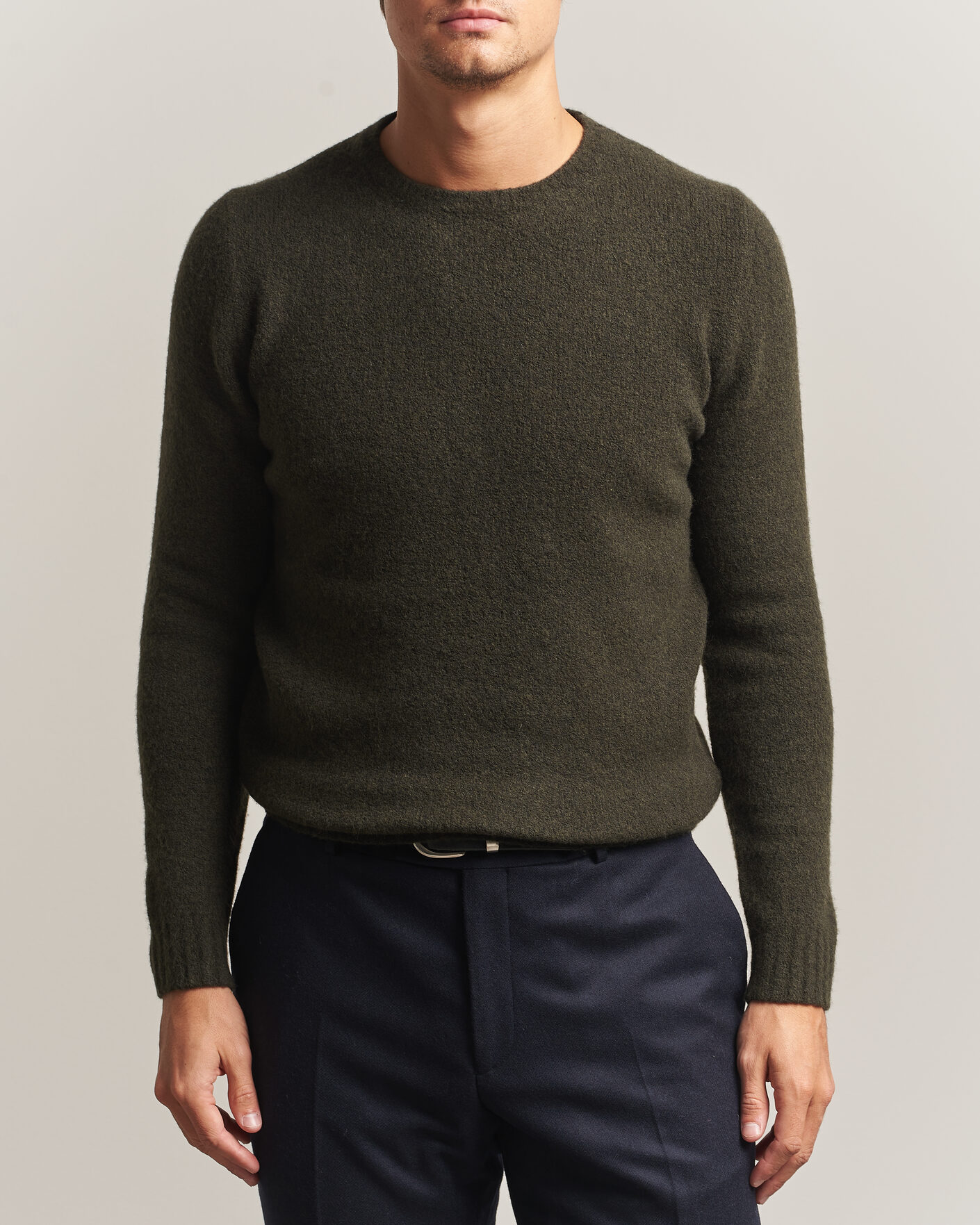 Herren | Pullover | Fedeli | Cashmere Blend Boucle Sweater Forest Green