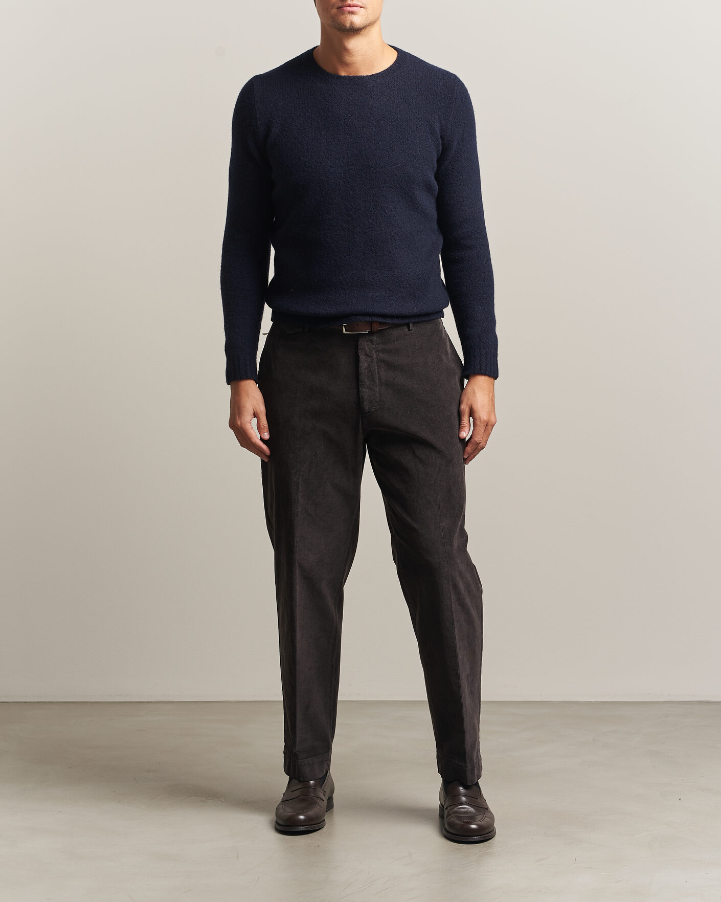 Herren | Pullover | Fedeli | Cashmere Blend Boucle Sweater Navy
