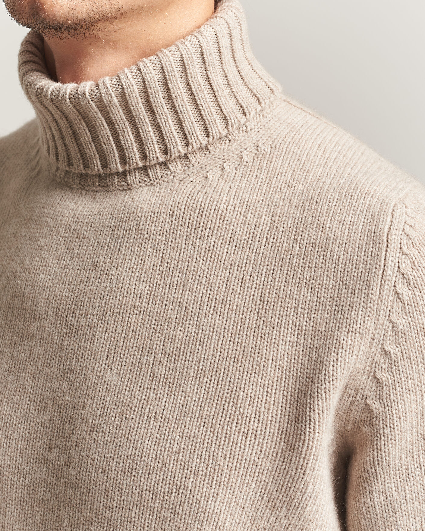 Herren | Pullover | Fedeli | Wool/Cashmere Rollneck Beige