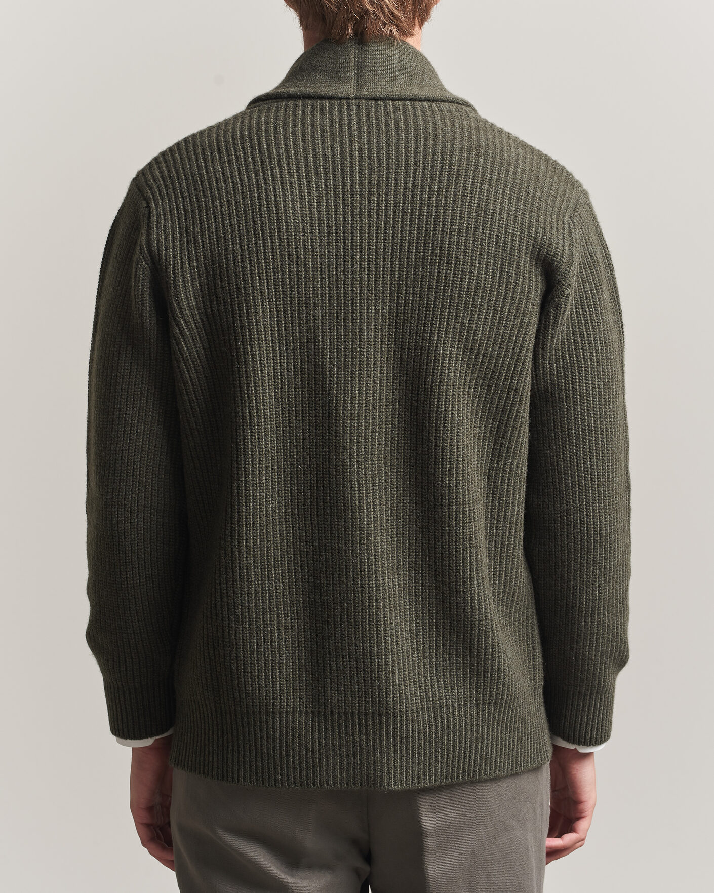 Herren | Pullover | Fedeli | Wool/Cashmere Shawl Cardigan Forest Green