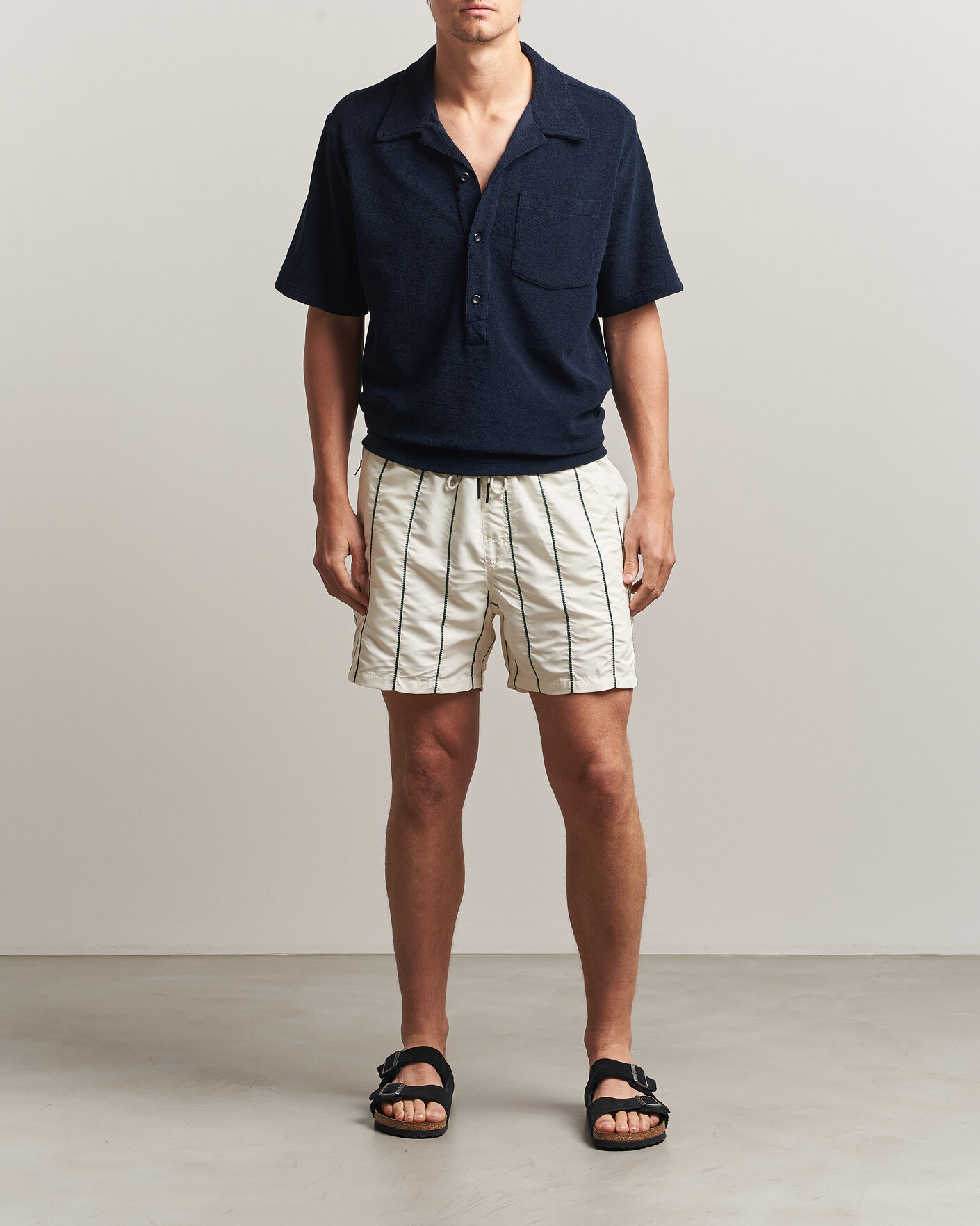 Herren | Badehosen | OAS | Granada Striped Swimshorts White/Green