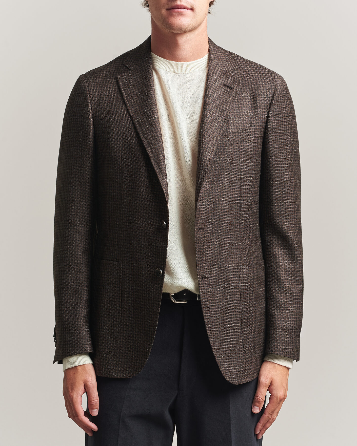 Herren | Sakkos | Canali | Kei Houndstooth Flannel Blazer Dark Brown