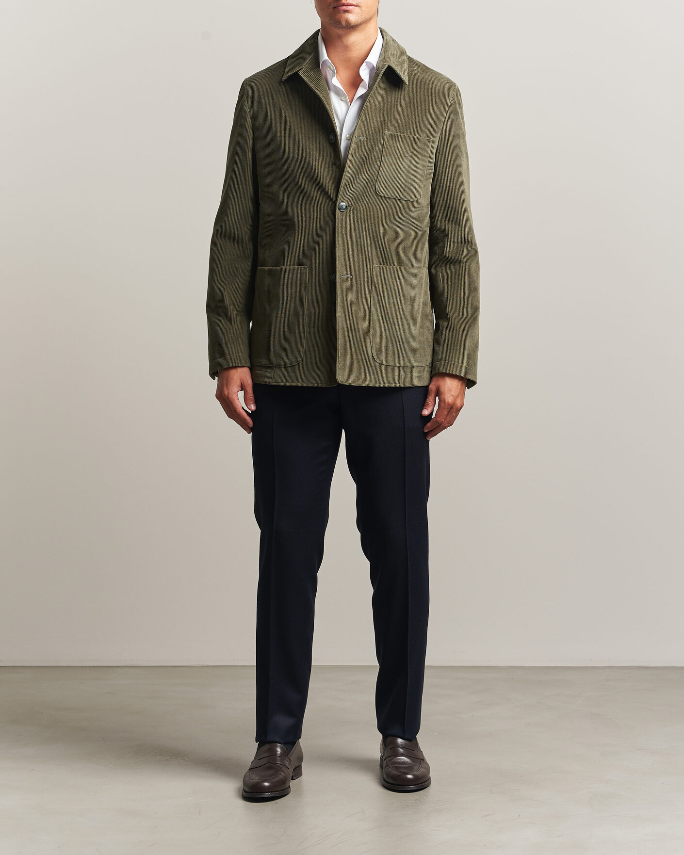 Herren | Jacken | Canali | Corduroy Chore Jacket Olive