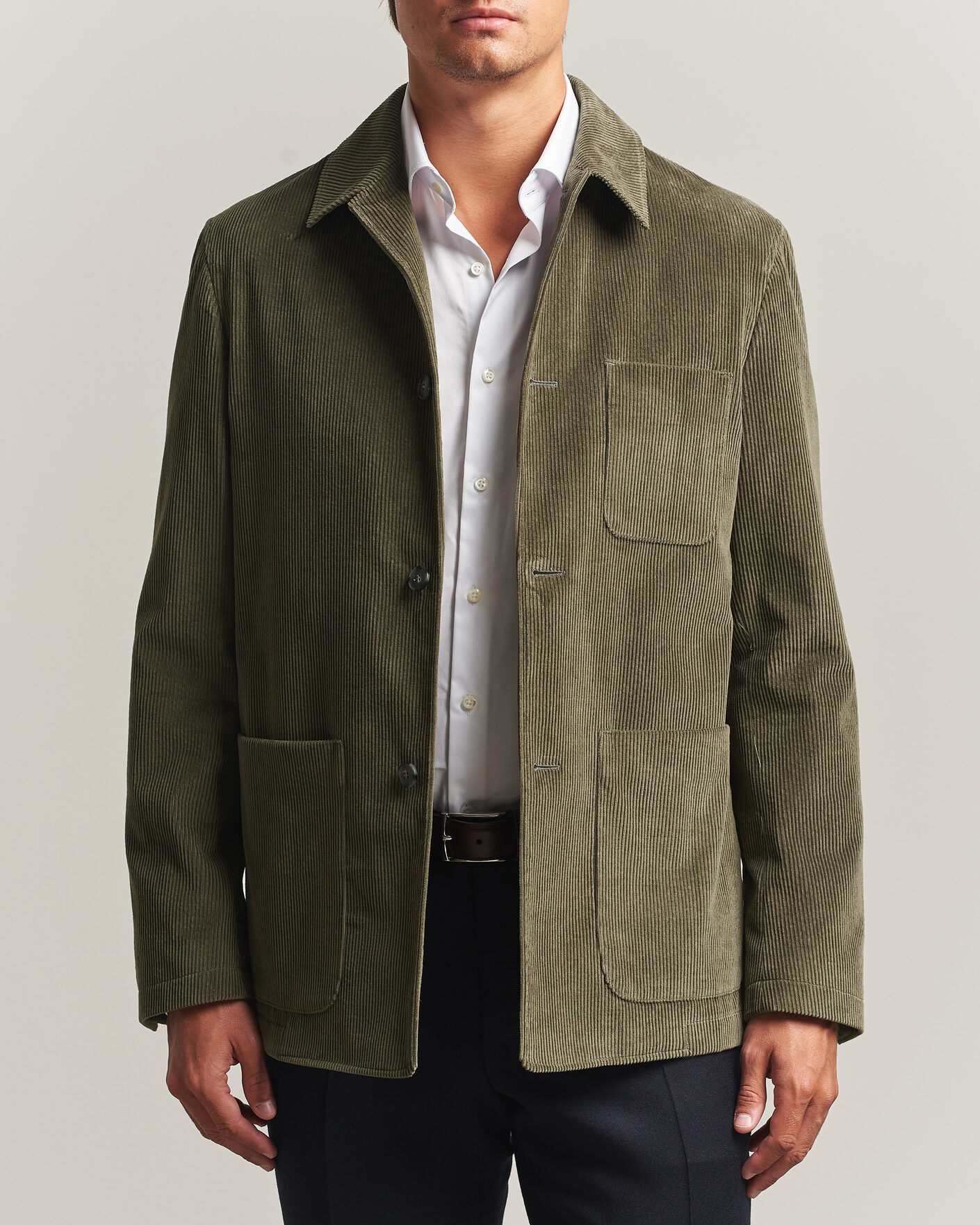 Herren | Jacken | Canali | Corduroy Chore Jacket Olive