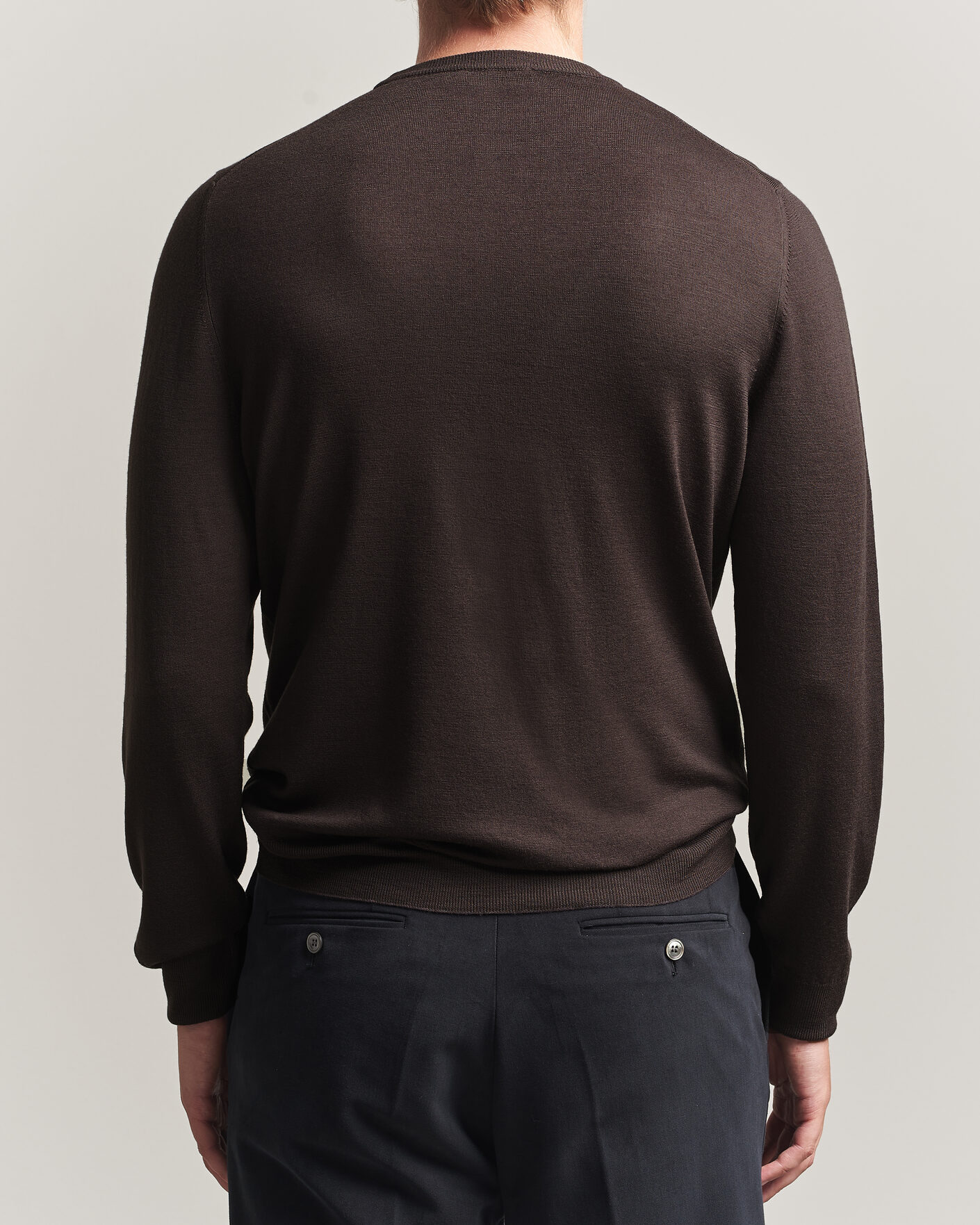 Herren | Pullover | Canali | Merino Wool Crew Neck Dark Brown