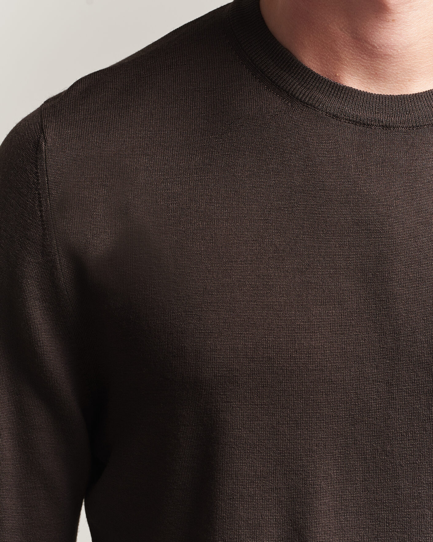 Herren | Pullover | Canali | Merino Wool Crew Neck Dark Brown