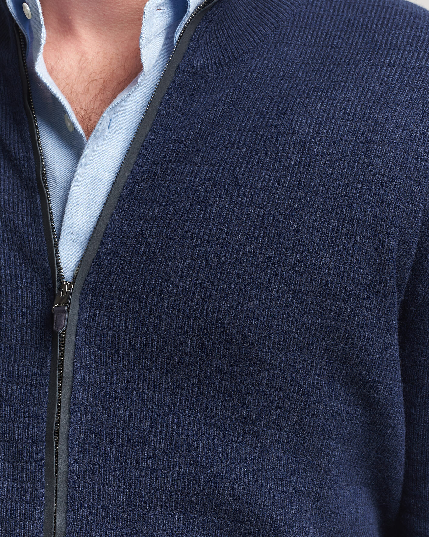 Herren | Pullover | Canali | Wool/Cashmere Full Zip Cardigan Navy