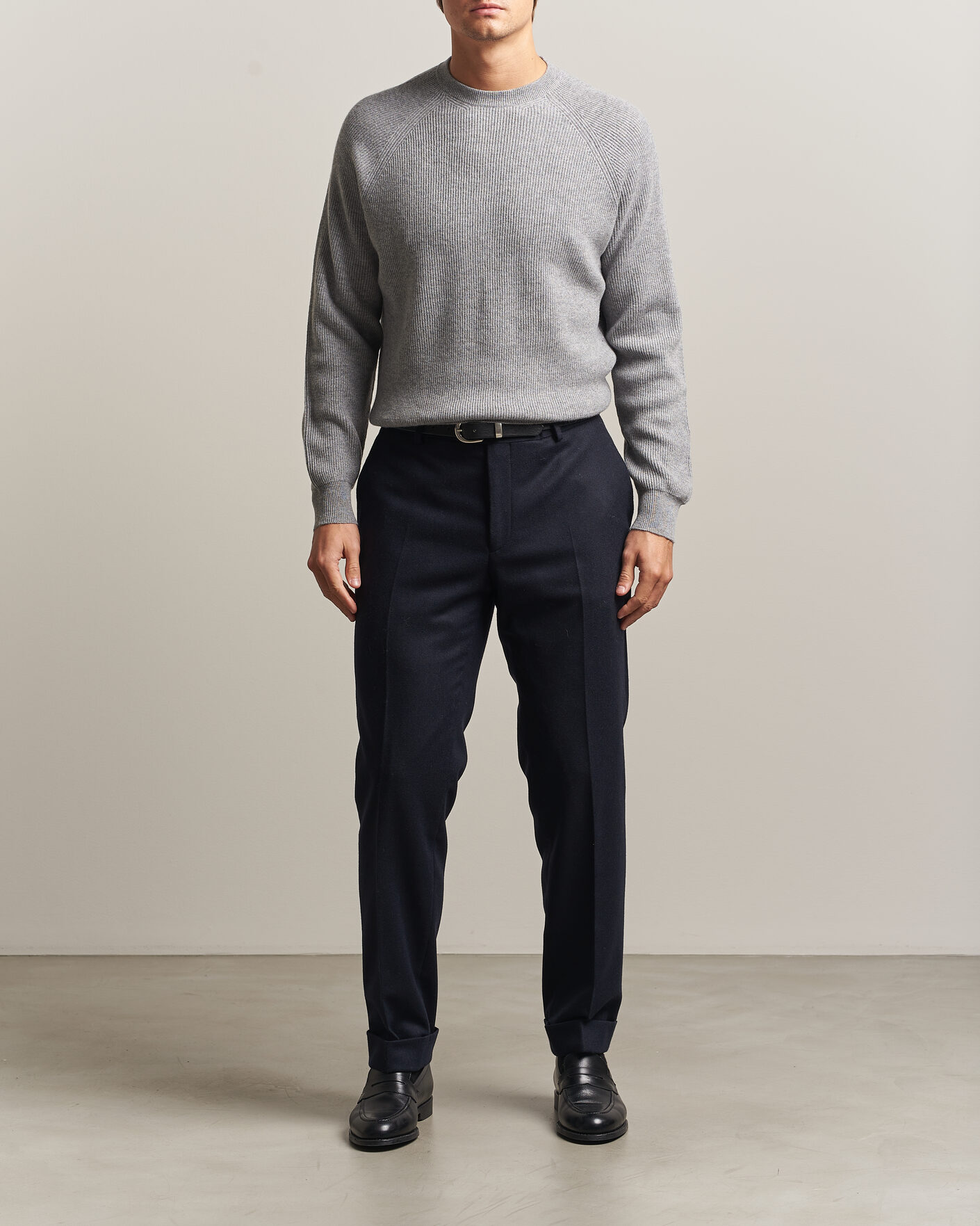 Herren | Pullover | Canali | Rib Cashmere Sweater Light Grey