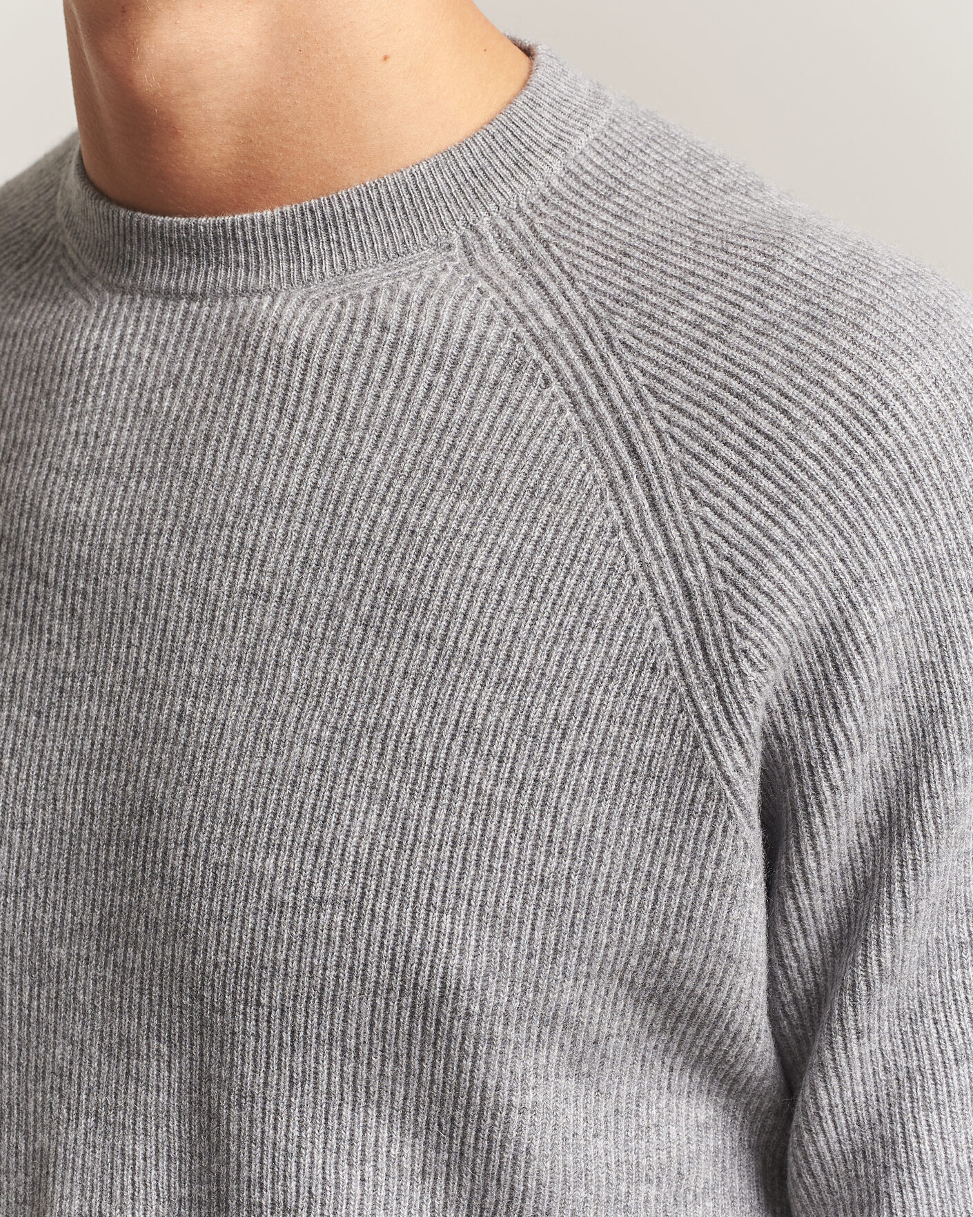 Herren | Pullover | Canali | Rib Cashmere Sweater Light Grey