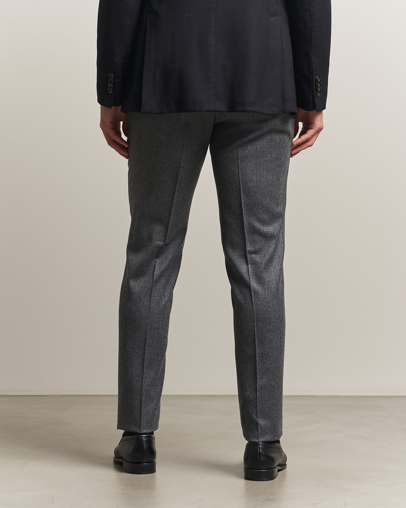 Herren | Hosen | Canali | Slim Fit Flannel Trousers Grey Melange