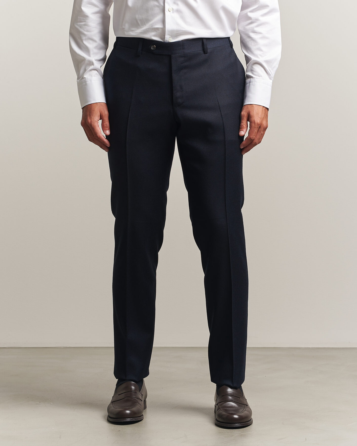 Herren | Hosen | Canali | Slim Fit Flannel Trousers Navy