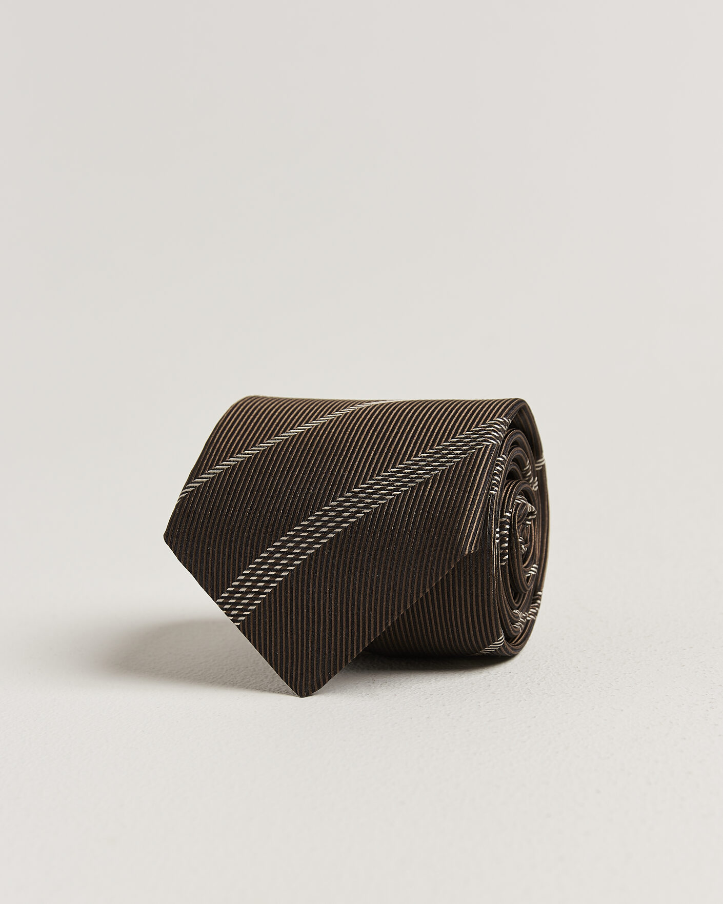Herren | Krawatten | Canali | Regimental Stripe Silk Tie Brown