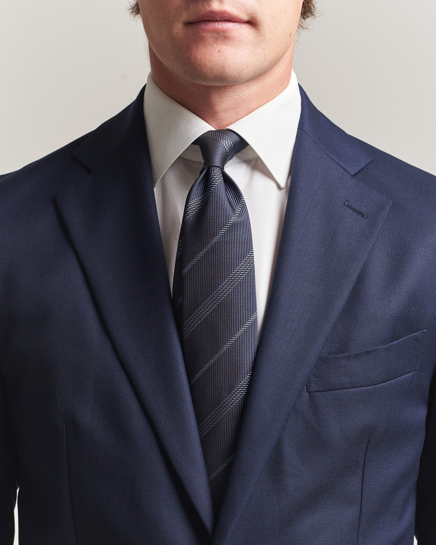 Herren | Krawatten | Canali | Regimental Stripe Silk Tie Navy