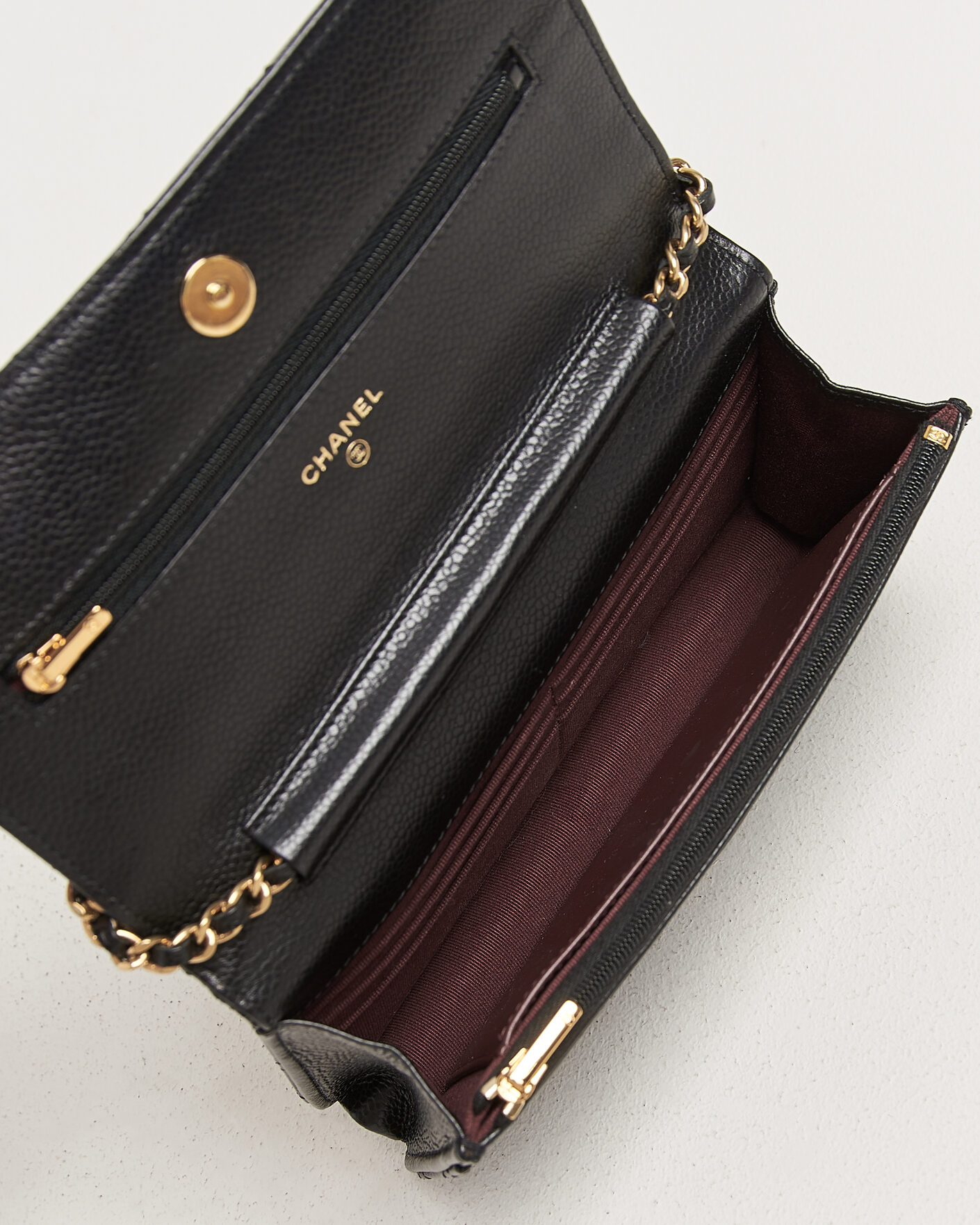 Herren | Pre-Owned & Vintage Bags | Chanel Pre-Owned | Wallet On Chain Caviar Leather Black