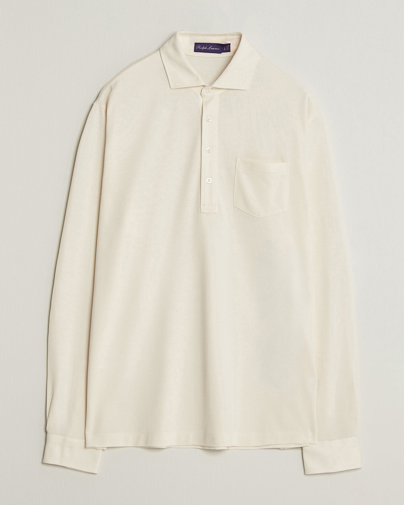 Herren | Poloshirts | Ralph Lauren Purple Label | Long Sleeve Washed Polo Classic Cream
